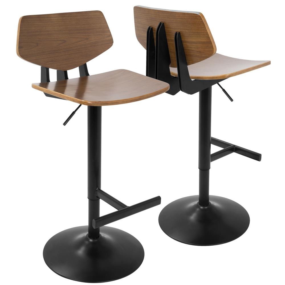 LumiSource BS-APEX BK+WL Apex Black, Walnut 40-in H Tall Swivel Metal Bar Stool