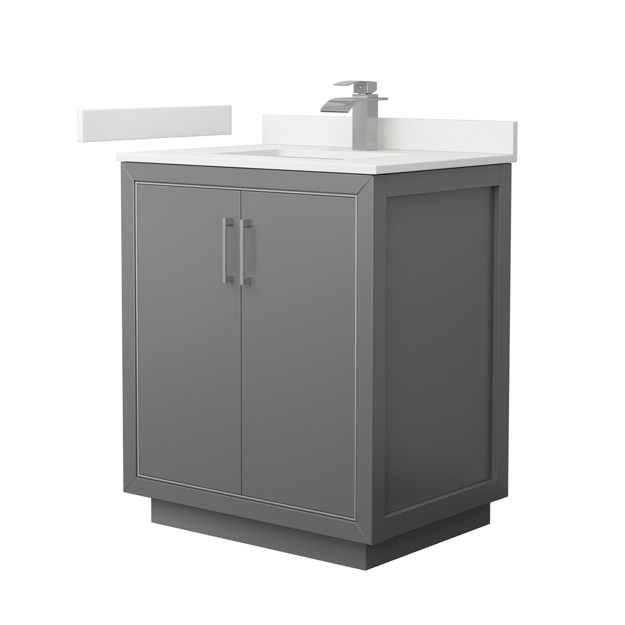Wyndham Collection WCF111130SKGWQUNSMXX Icon 30-in Dark Gray Undermount Single Sink Bathroom Vanity with White Quartz Top