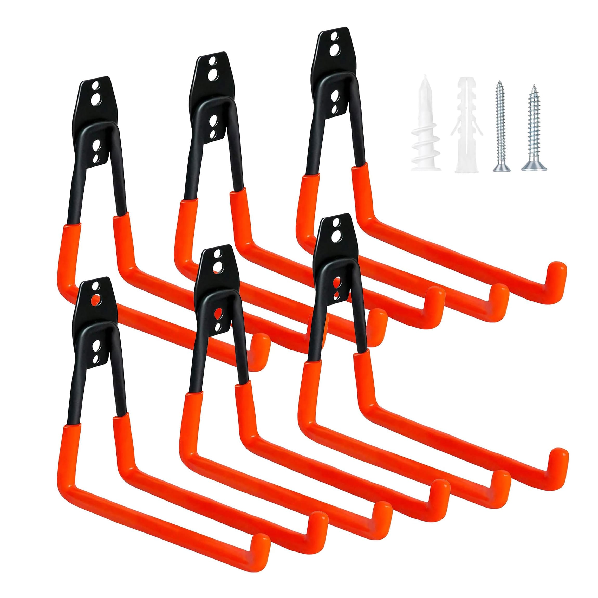 Etokfoks EFT1012A16 7.3 Inch Heavy Duty Wall Hooks 6 Pack Garage Storage Utility Hooks for Hanging Tools Bikes Ladders and More Orange