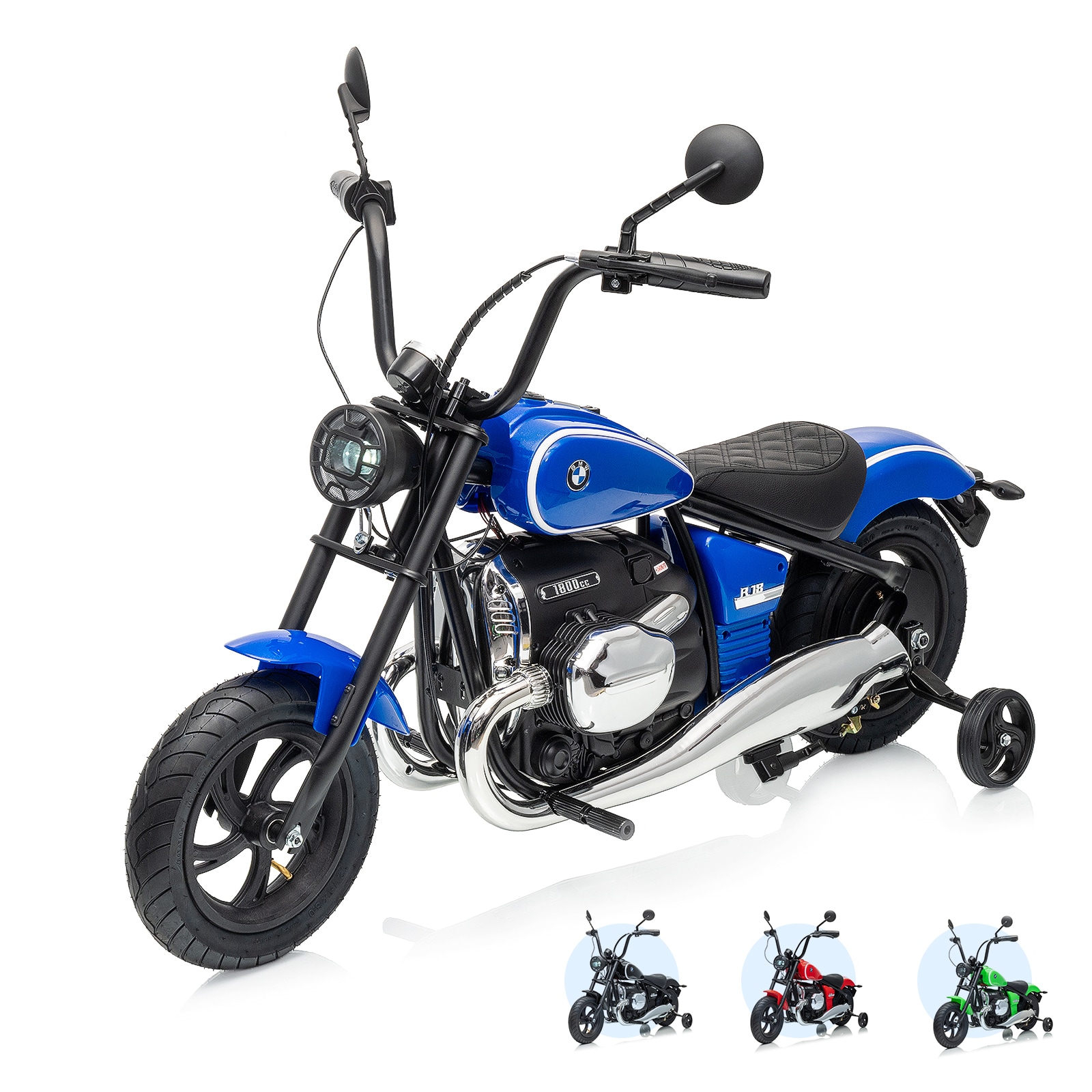 Garvee Electric Dirt Bike for Kids 8+ Officially Licensed BMW R18 Roctane 24V Kids Electric Motorcycle 200W Brushless with Removable Training Wheels All-Terrain Shocks