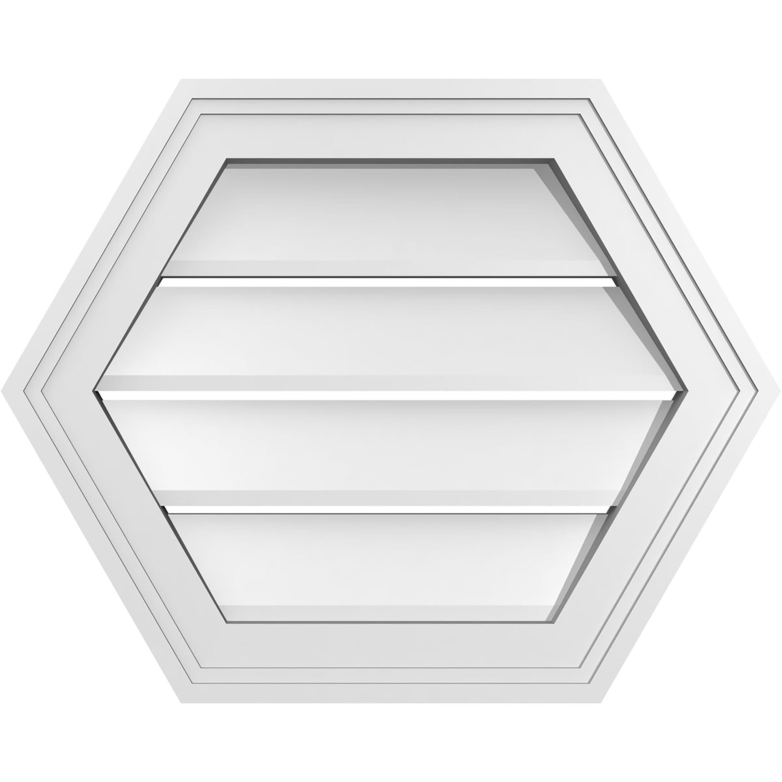 Ekena Millwork GVPHP20X1602SF 20-Inches x 16-Inches Off-white Peaked PVC Gable Louver Vent