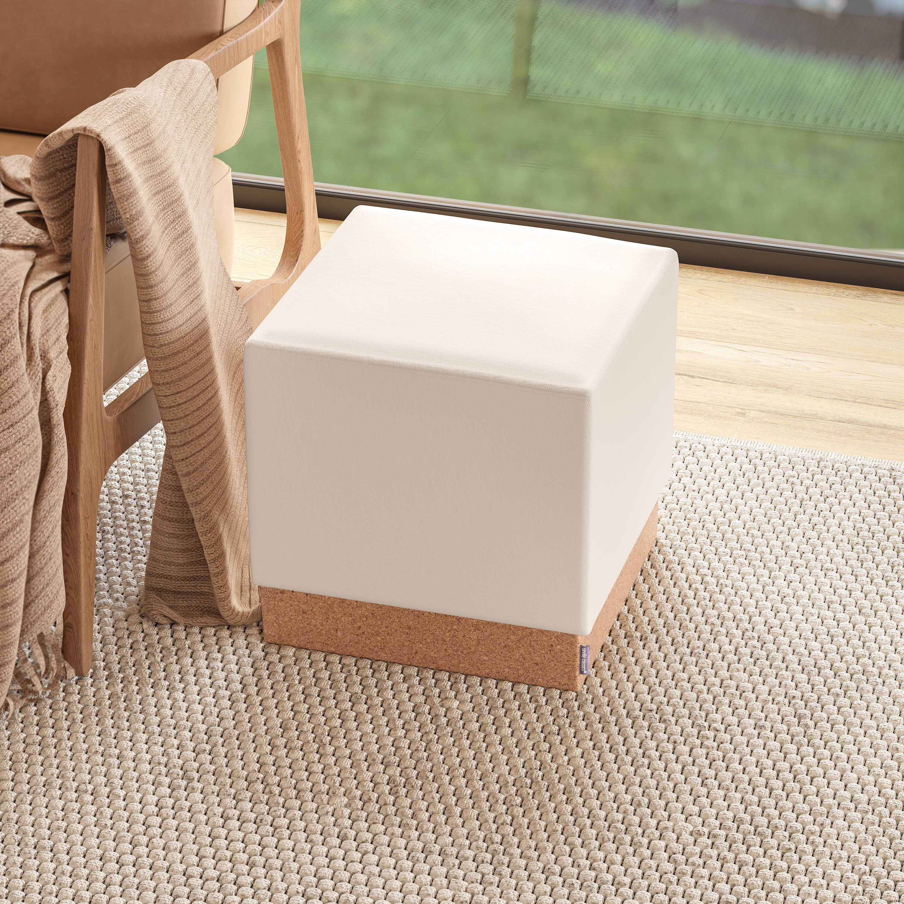 Seville Classics STR30260 The Vineyard Collection Modern Cream Storage Ottoman