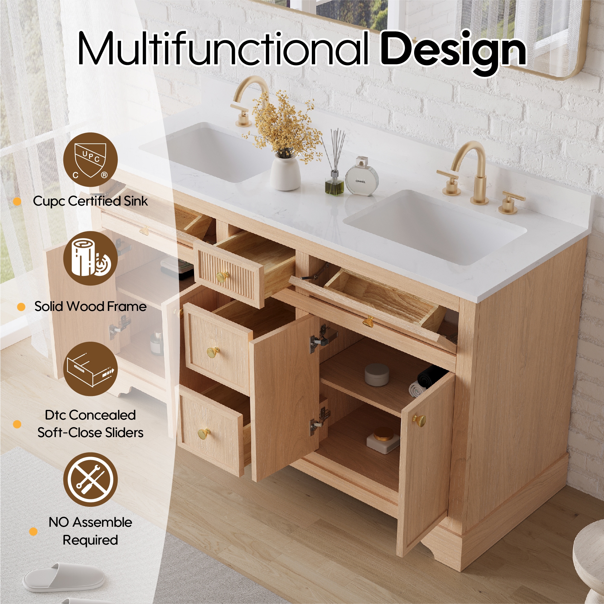 WELLFOR EX-VEBV48GR Bath-Vanity-Combo - View #3