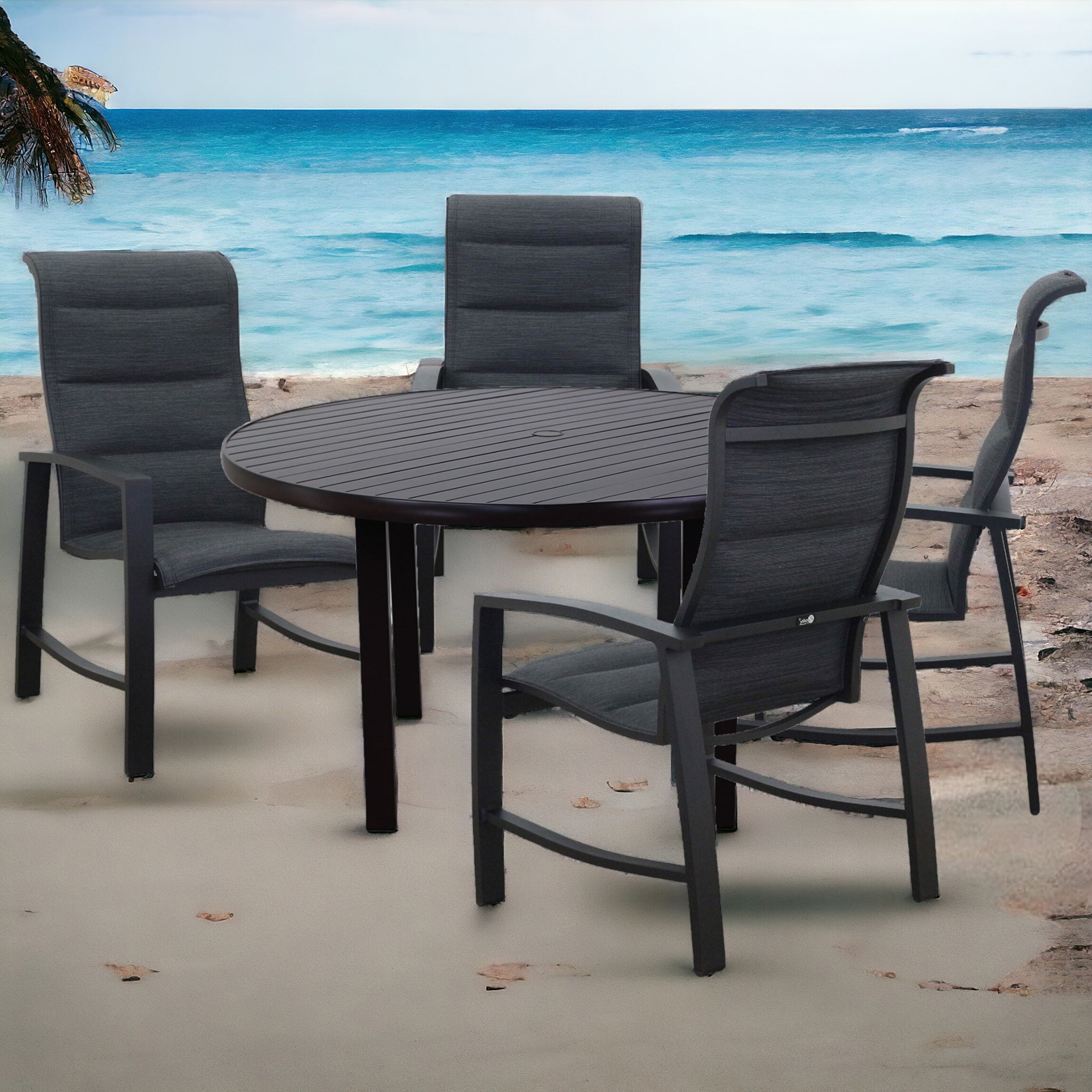 Courtyard Casual Santorini Black 5 -Piece Black Patio Dining Set ...