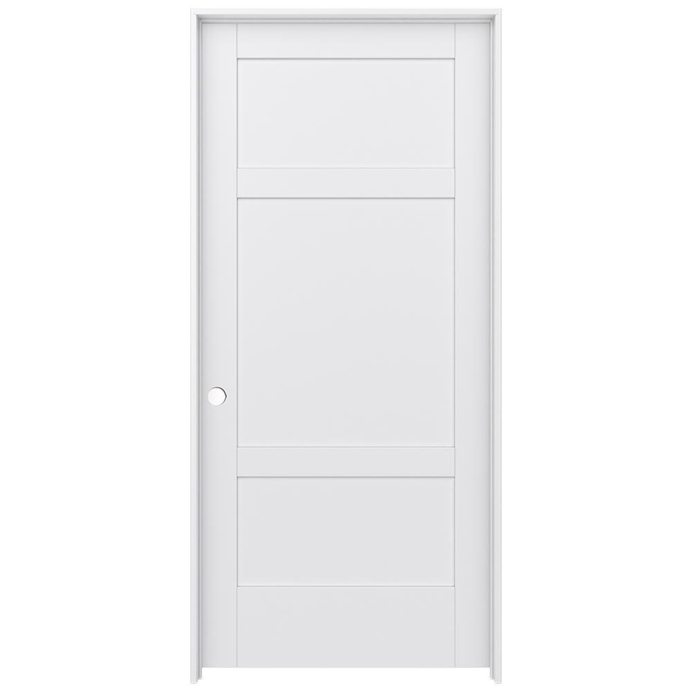 JELD-WEN 36-in x 80-in Solid Core 3-panel Square Right Hand Smooth ...