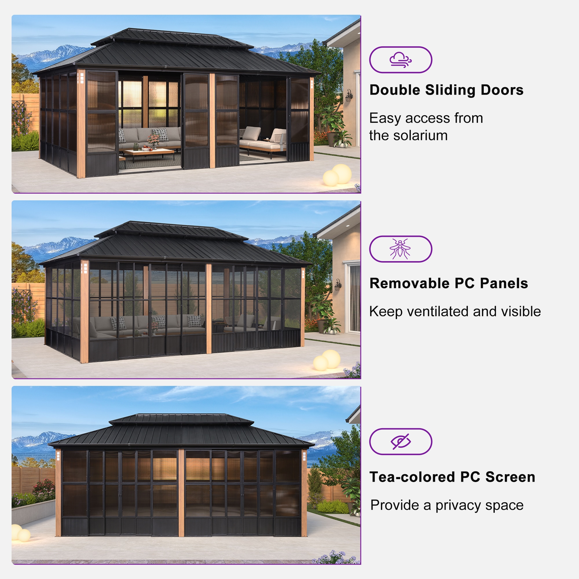 PURPLE LEAF LS06SRW1220 Wood-Resin-Gazebos - View #5