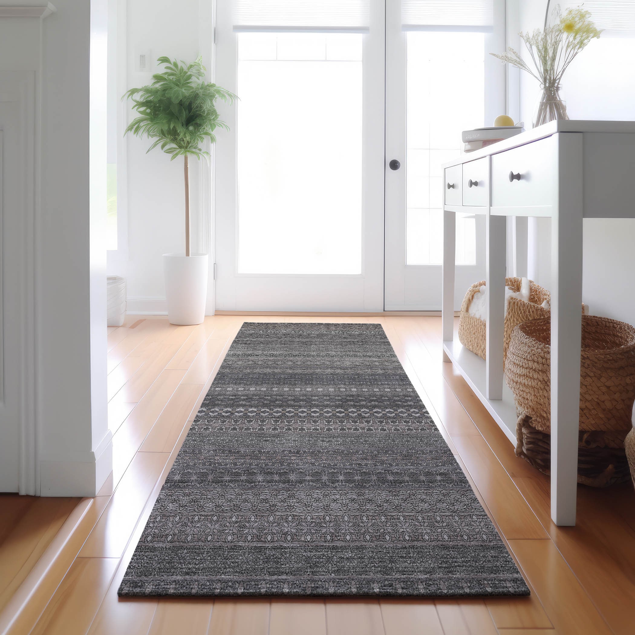 Addison Rugs AMF564GY2X8 Mayfield AMF564GY 2 x 7 (ft) Loomed Polyester Gray Rectangular Indoor Geometric Machine washable Area rug