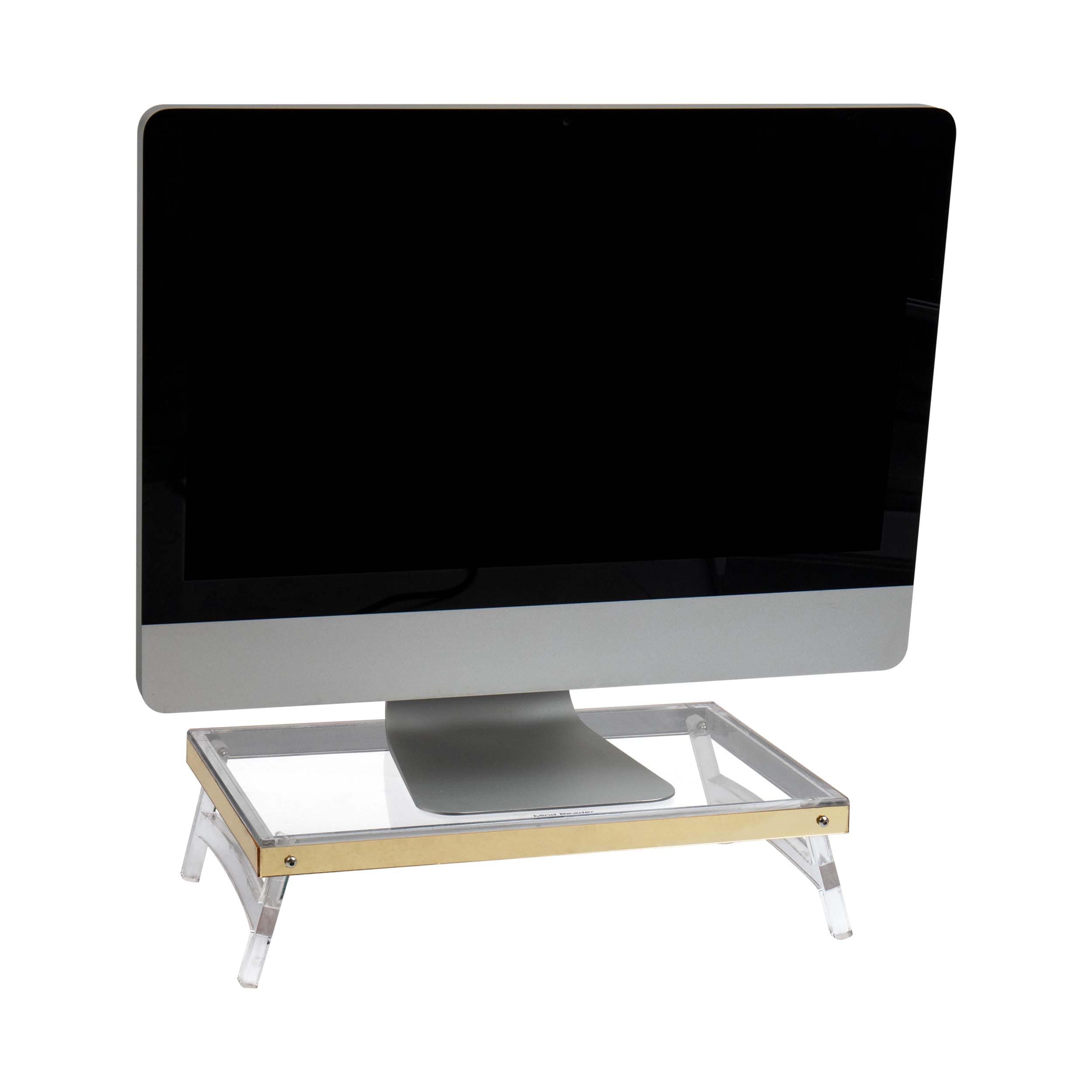 Mind Reader COSMON-GLD  Cosmopolitan Collection, Monitor Stand, 22B. Capacity, Foldable, Portable, Office, Gold