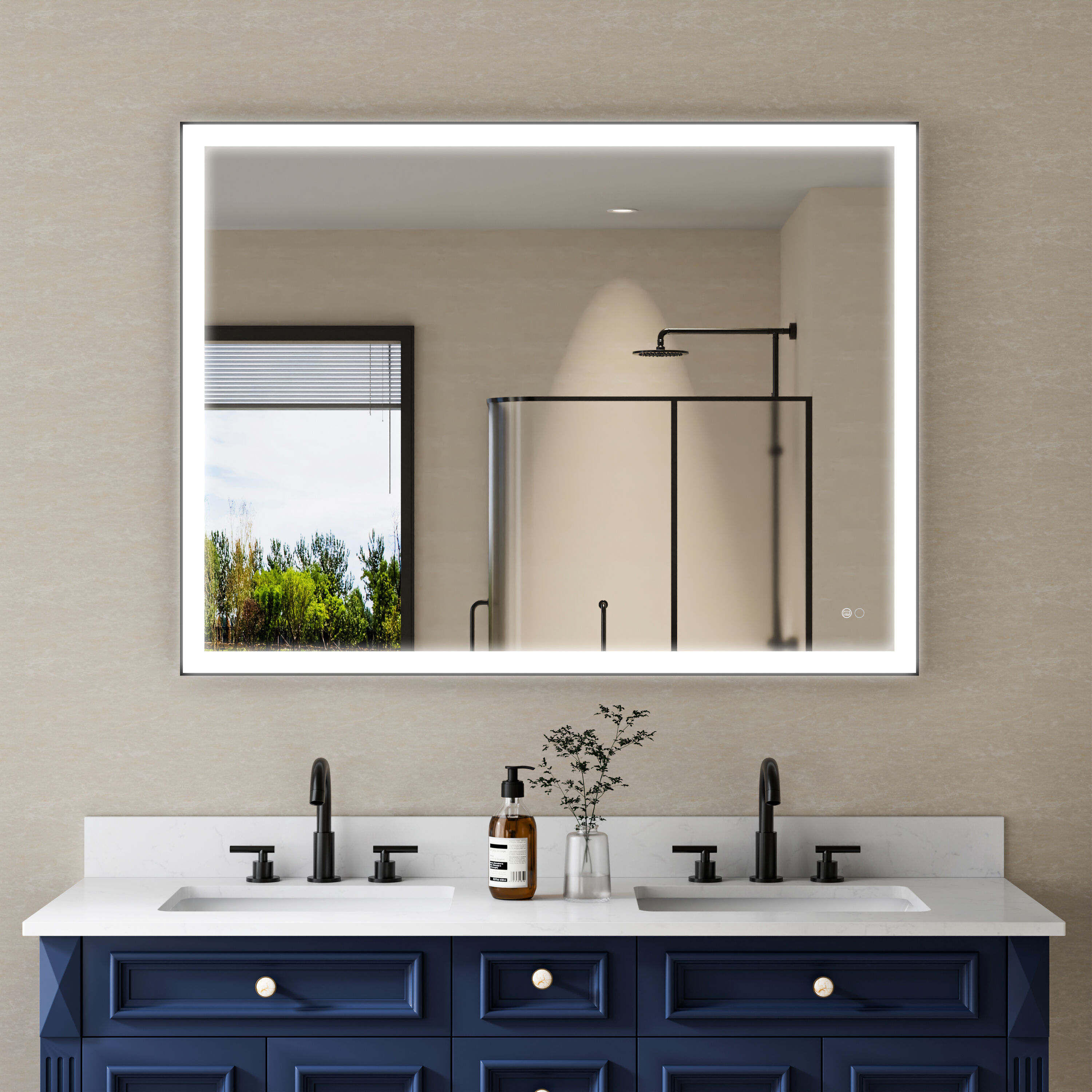 WELLFOR W5FM4836MB Framed-Bath-Mirrors - View #3