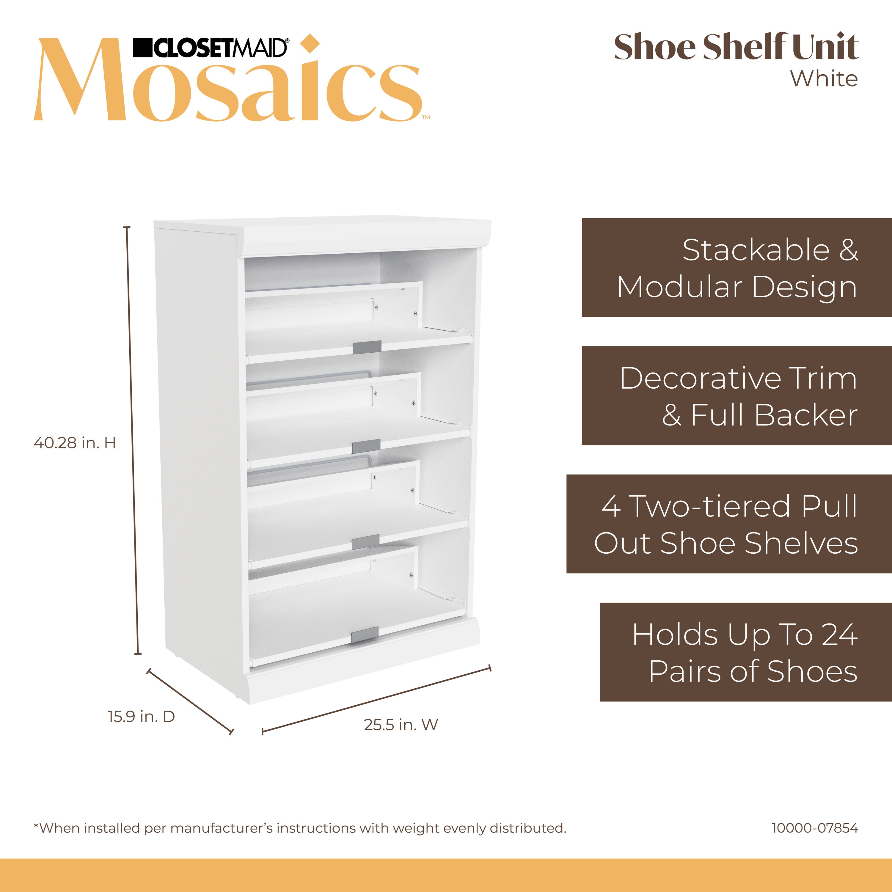 ClosetMaid Mosaics 25.5-in to 25.5-in W Shoe Shelf Base Unit White ...