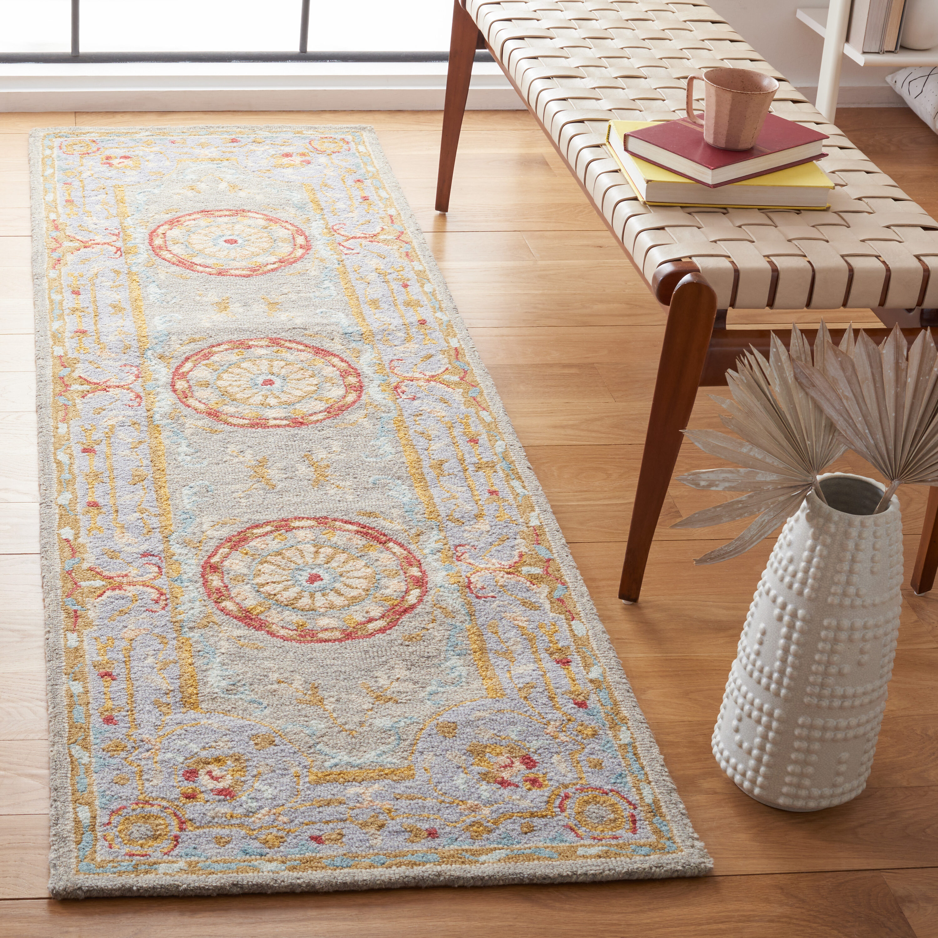  Micro-Loop 634 Green/Gray Traditional 2ft-3in x 7ft Runner Rug