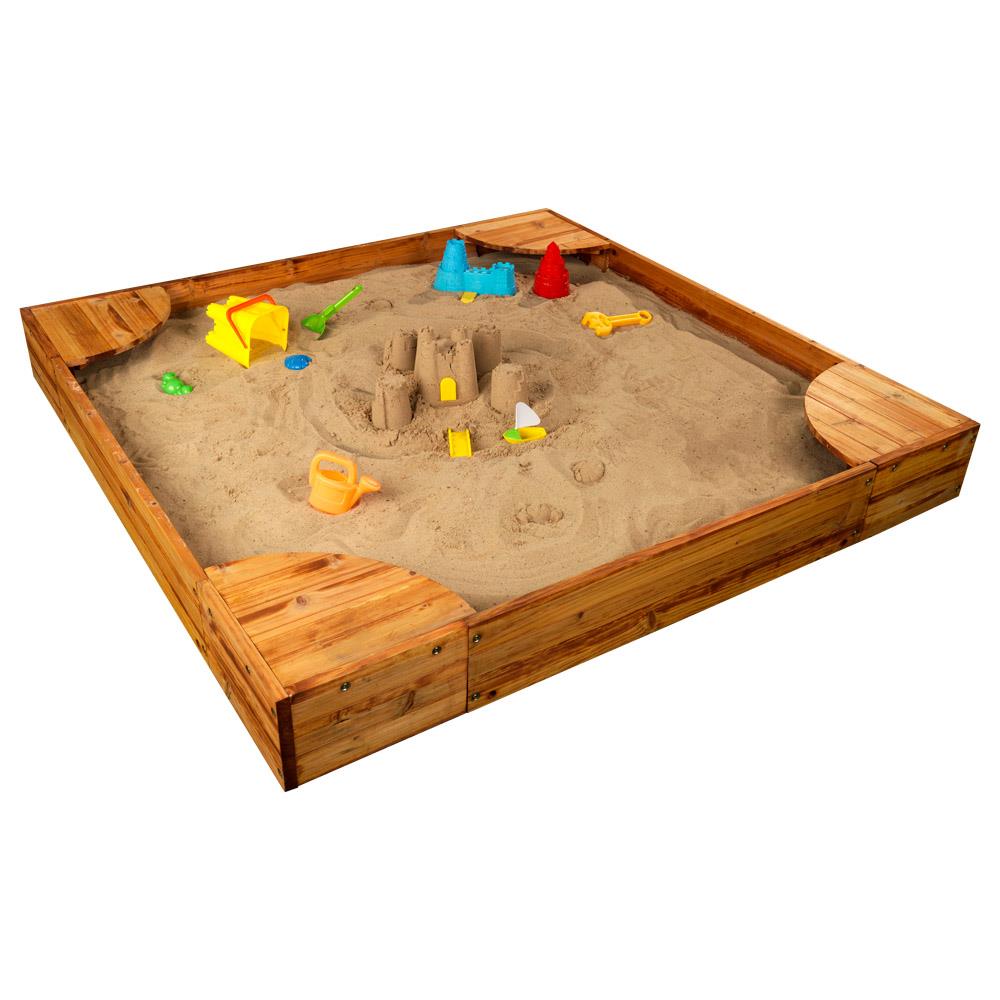KidKraft 60.0-in x 60.0-in Brown Square Wood Sandbox