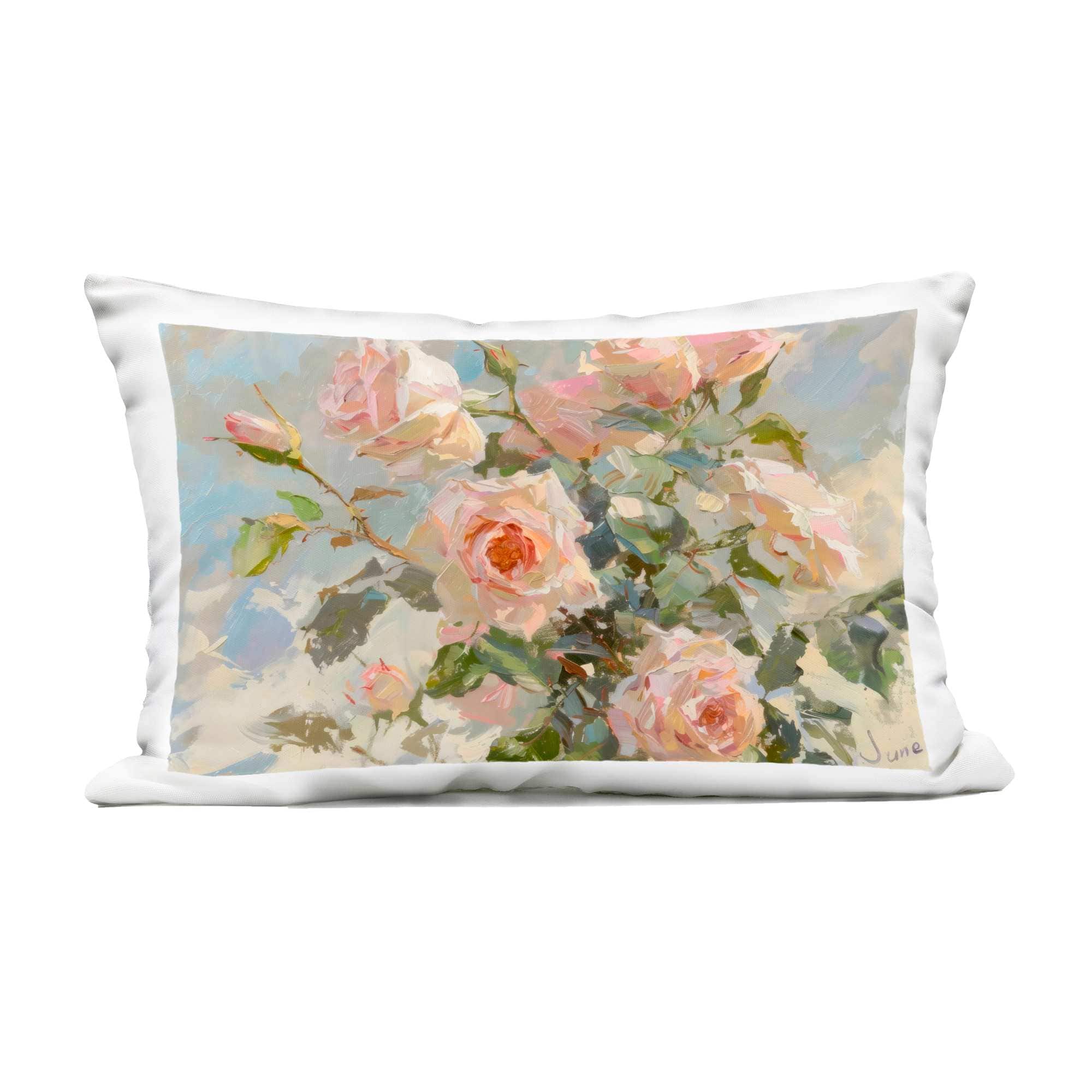 Stupell Industries PLQ-958-ORC-14X20 Beautiful Pink Roses Bundle Outdoor Printed Pillow design by Creative Studio 14 x 20