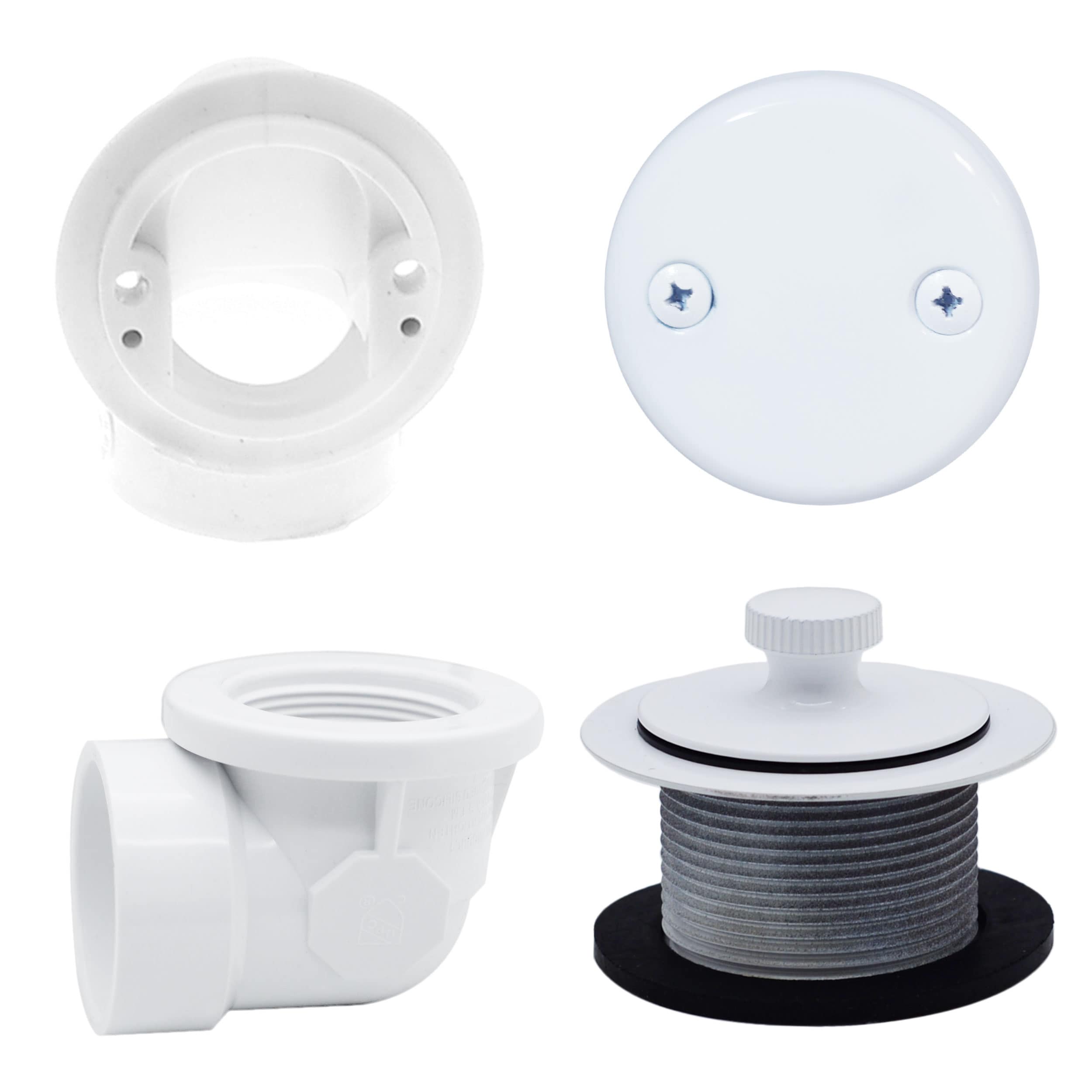 WESTBRASS D572-50 Pull and Drain Sch. 40 PVC Plumber's Pack with Two-hole Elbow In Powder Coat White