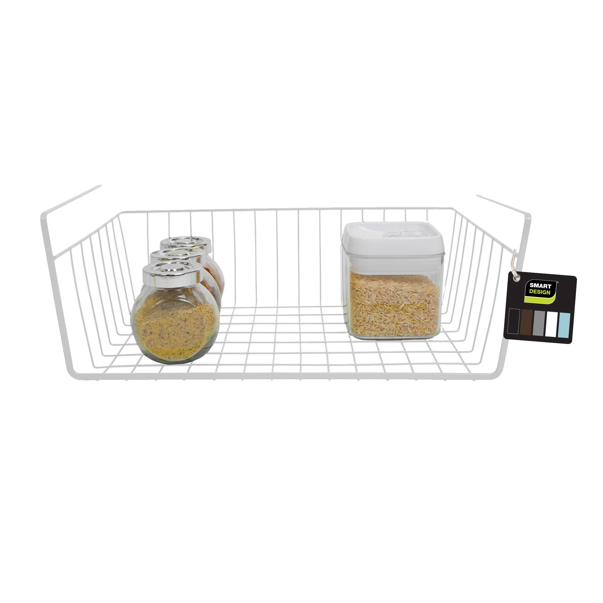 Smart Design Undershelf Storage Basket - Small - Snug Fit Arms - Steel  Metal Wire - Rust Resistant - Under Shelves, Cabinet, Pantry, and Shelf