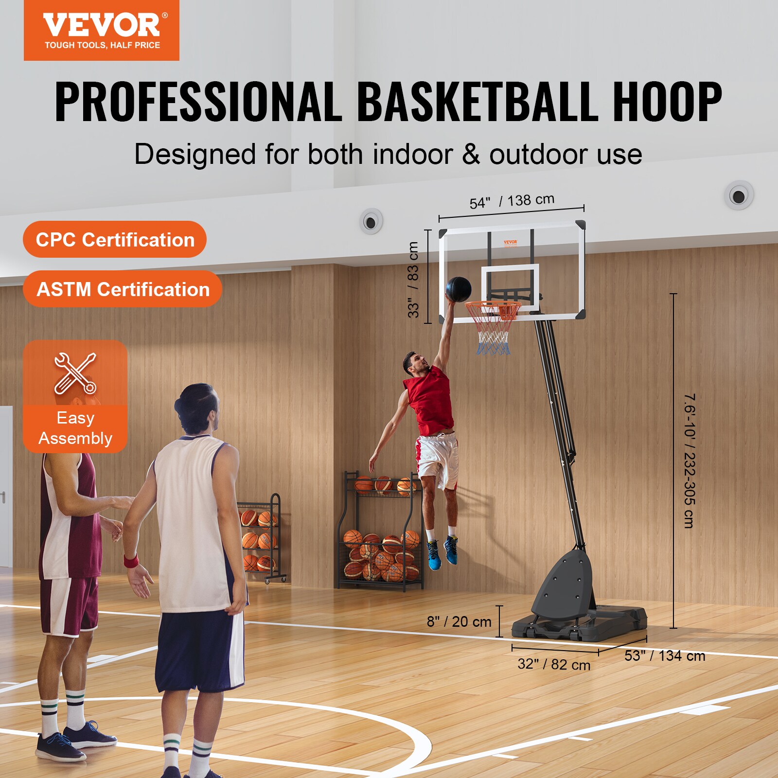 VEVOR LQK54CSYQJDD6IWIMV0 Basketball-System - View #3