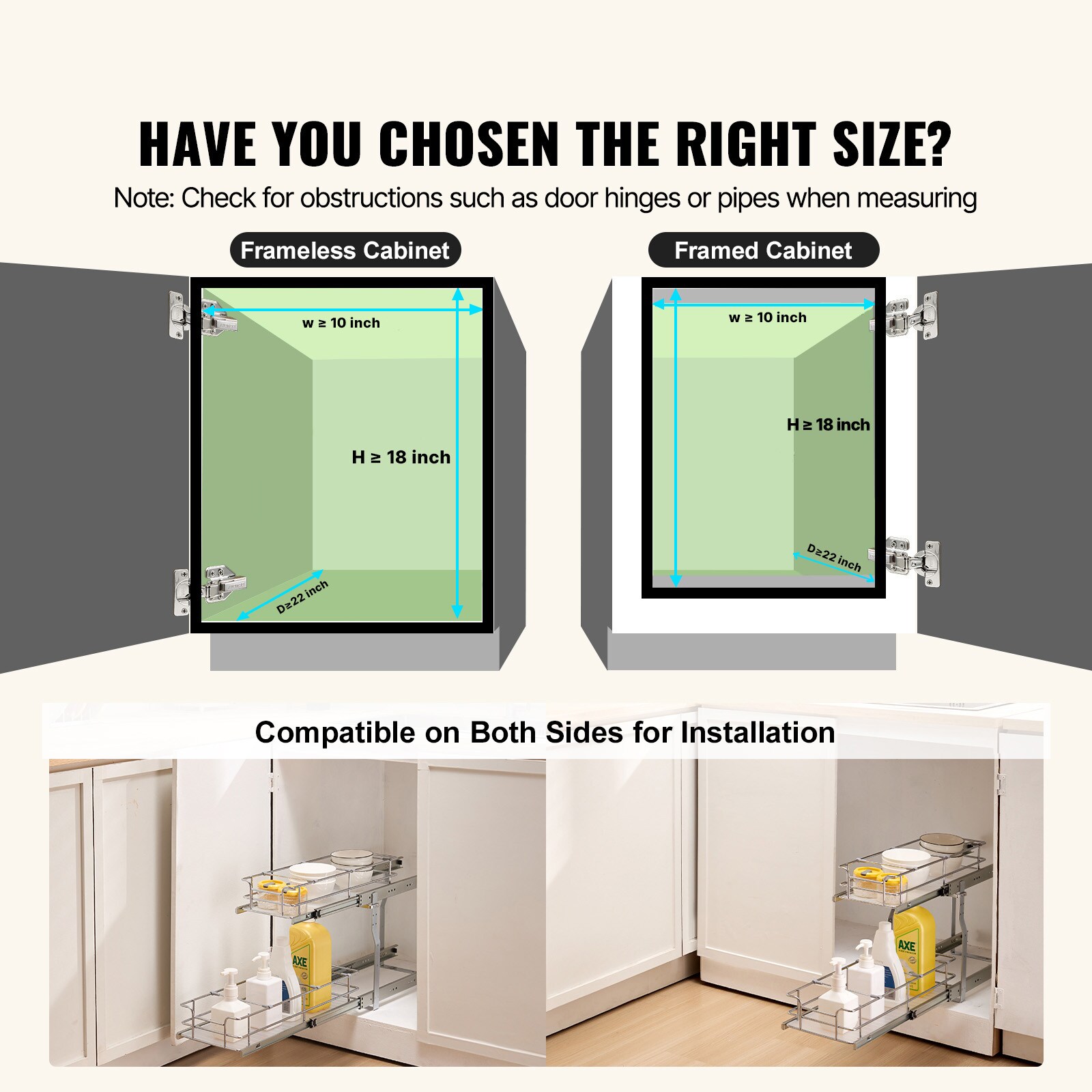 VEVOR SCFZSLLDGGEC06980V0 Pull-Out-Cabinet-Baskets - View #2
