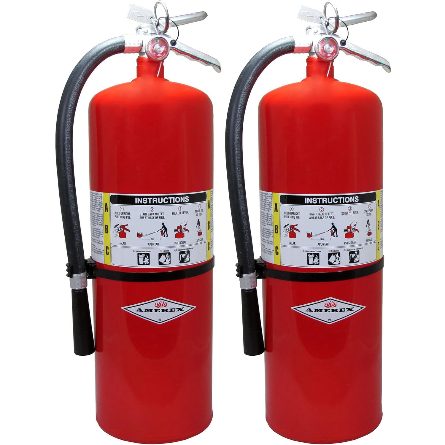 Amerex A411 20 lbs ABC Dry Chemical Fire Extinguisher with Wall Hanger - 2 Pack #A411X2