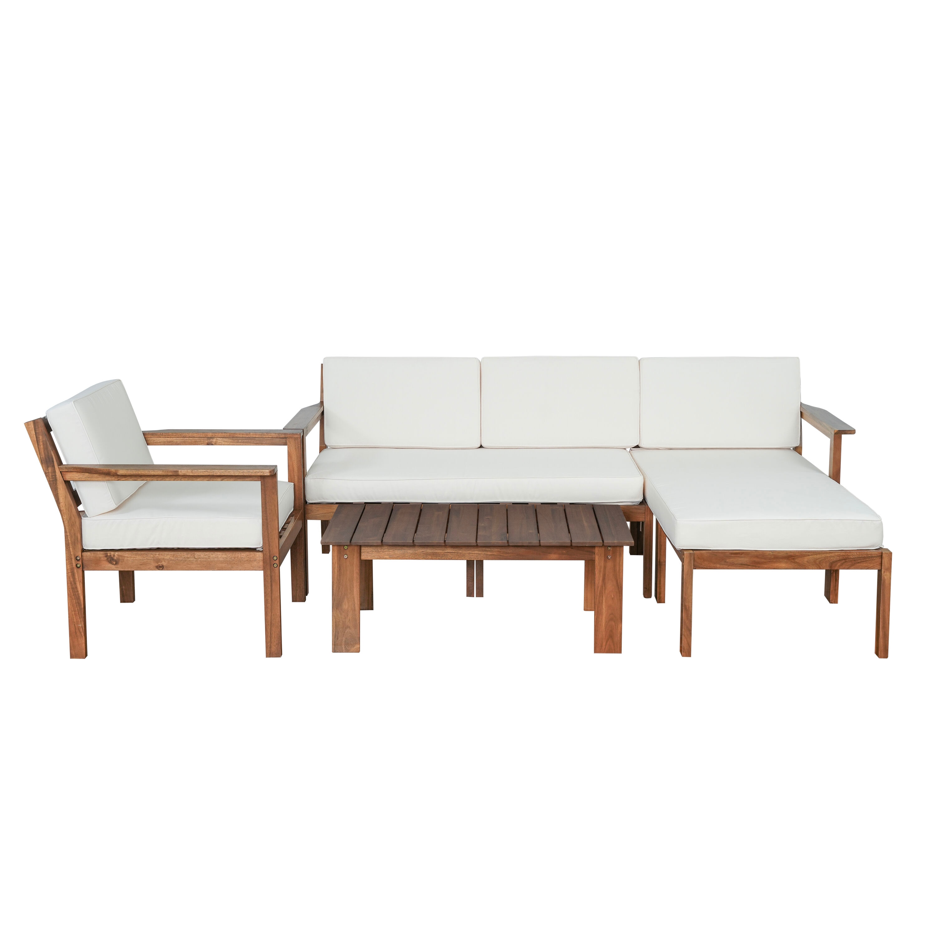 Bayfeve BFUS-397K-PCS 4 -Piece Patio Sofa Conversation Set with Off-white Cushions
