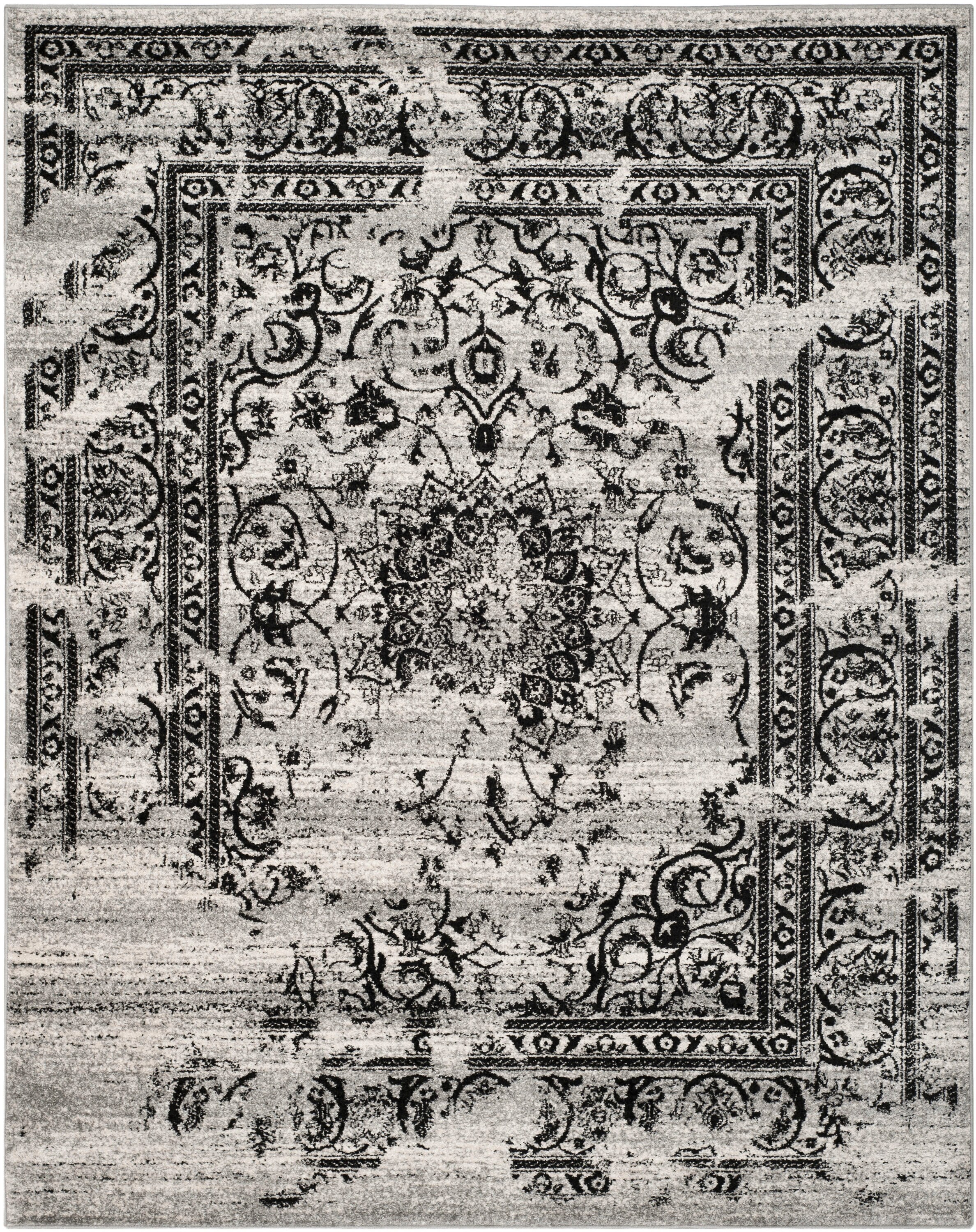 Safavieh ADR101A-9 Adirondack Plaza 9 x 12 (ft) Loomed Polypropylene Silver/Black Rectangular Indoor Distressed/Overdyed Vintage Area rug