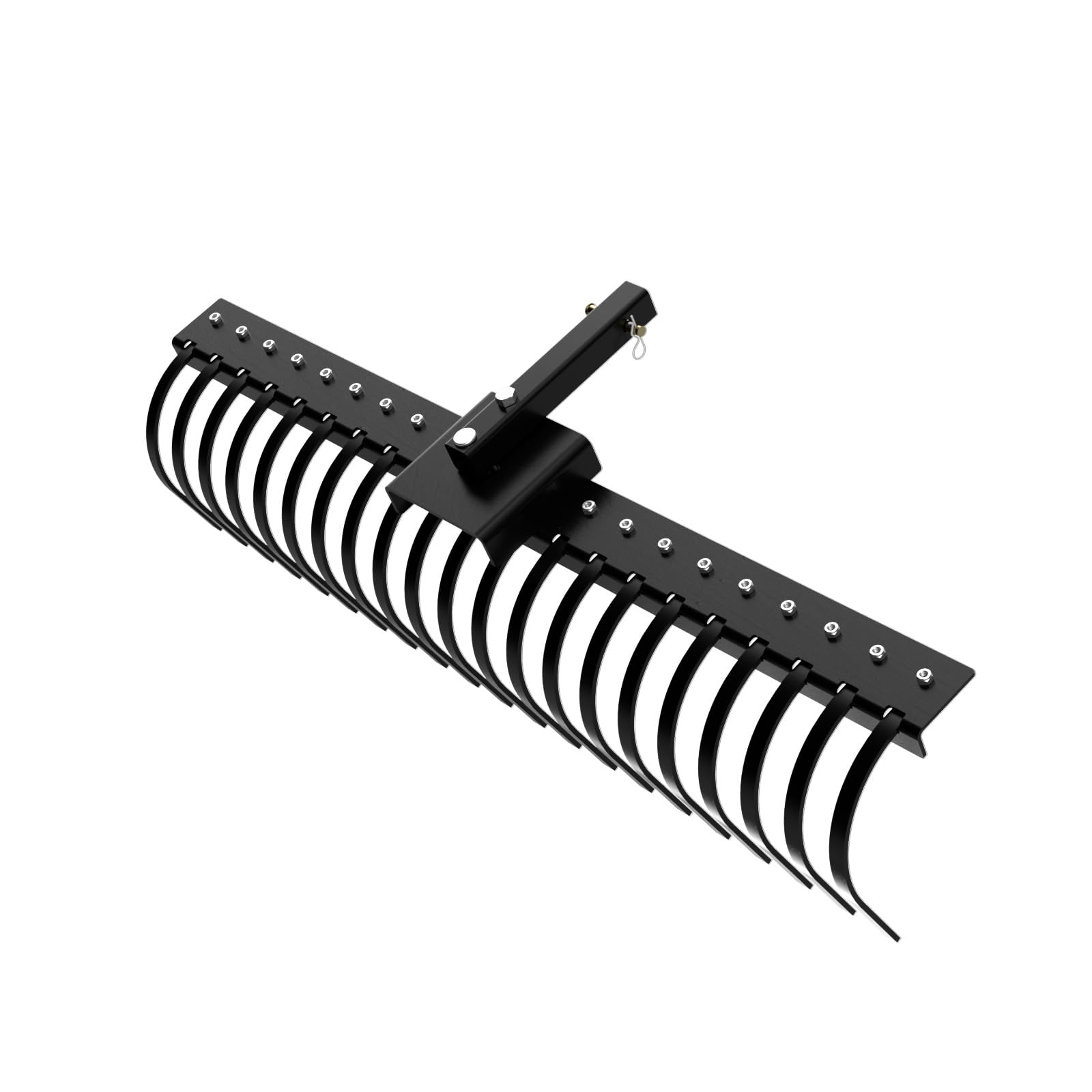 60-in W Tow Behind Landscape Rake with 21 Spring Steel Tines/2-in Receiver Lawn Dethatcher Rake for ATV/UTV and 3-Point Hitch Tractor Black