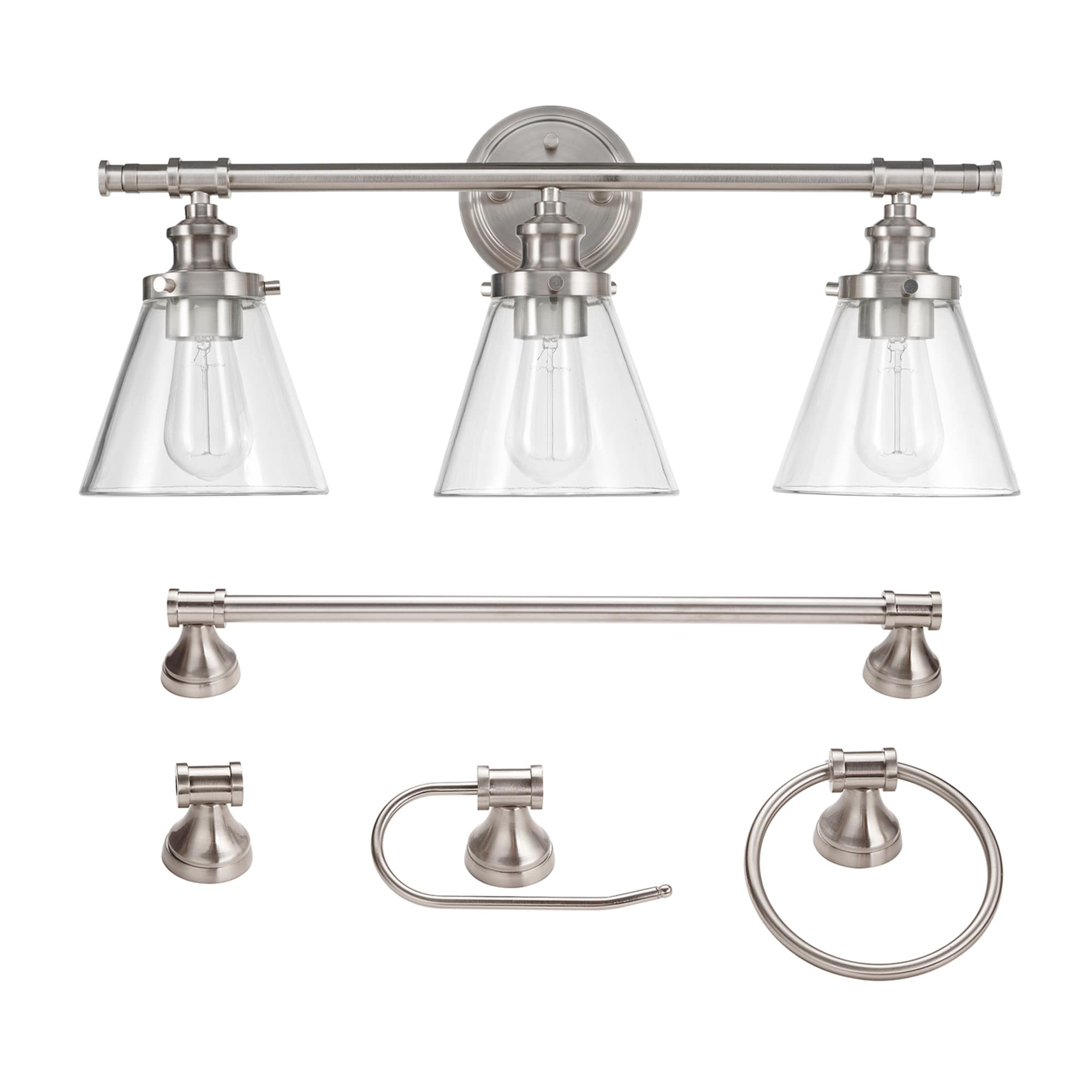 Globe Electric 5-Piece Parker Brushed Nickel Decorative Bathroom ...