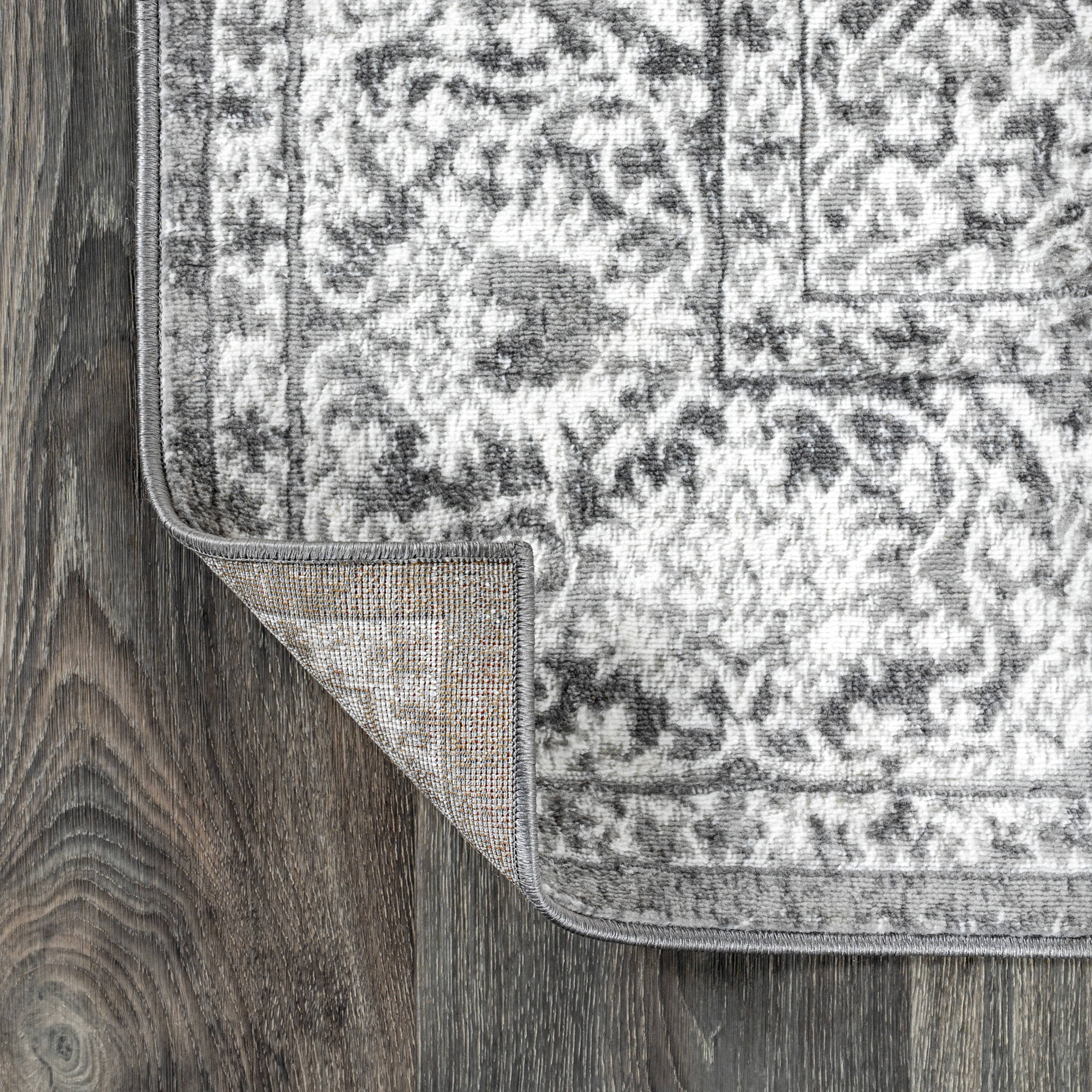Light Grey Synthetic Medallion Runner Rug 2 ft. x 8 ft.