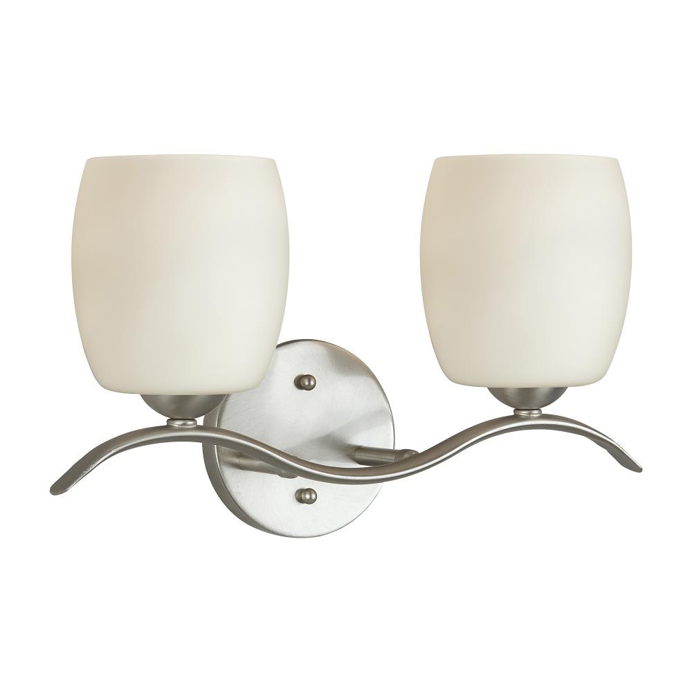 Maria Brushed Nickel 2-Light Bath Vanity with Satin Opal Glass Shades