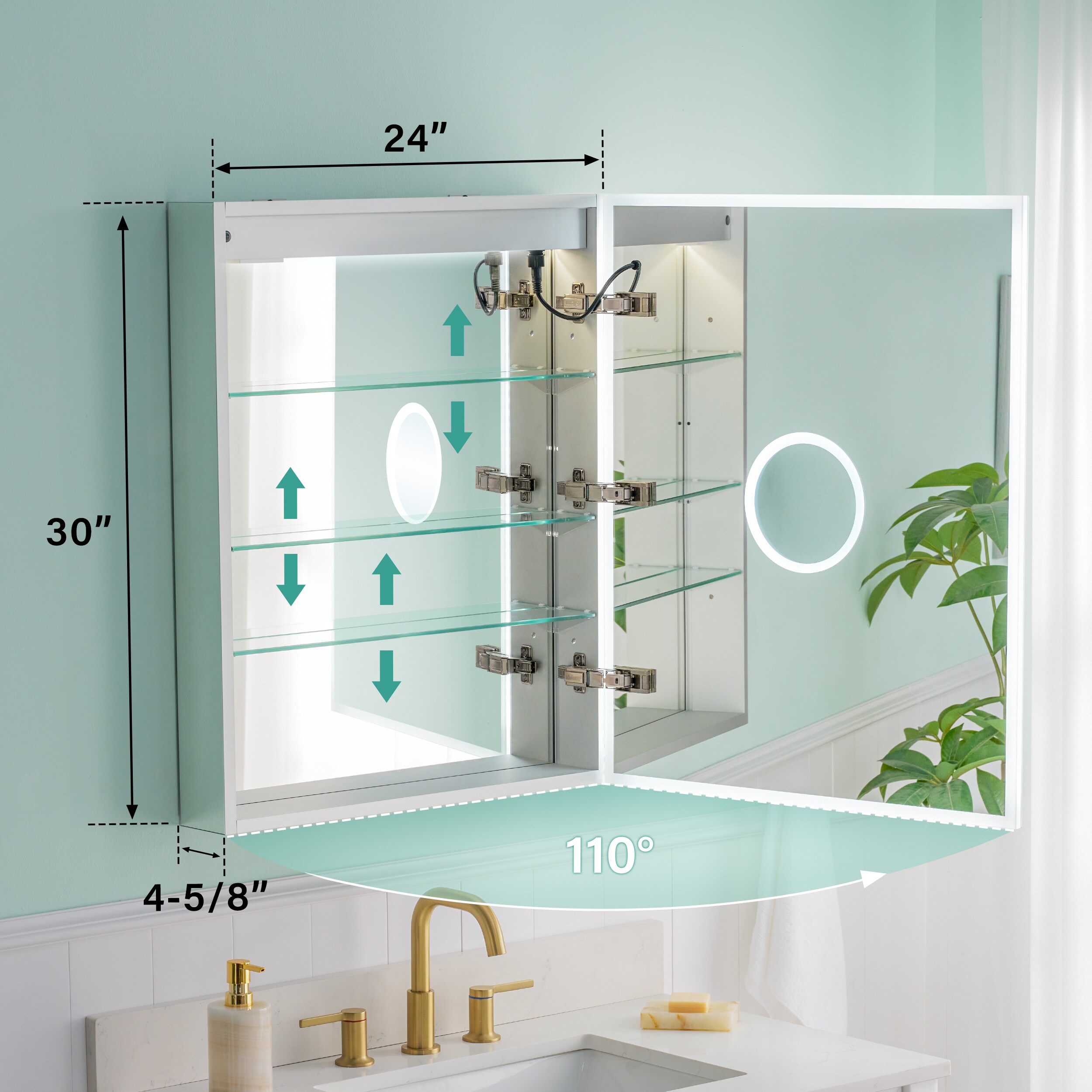WELLFOR W8MCL2430R Bathroom-Medicine-Cabinets - View #5