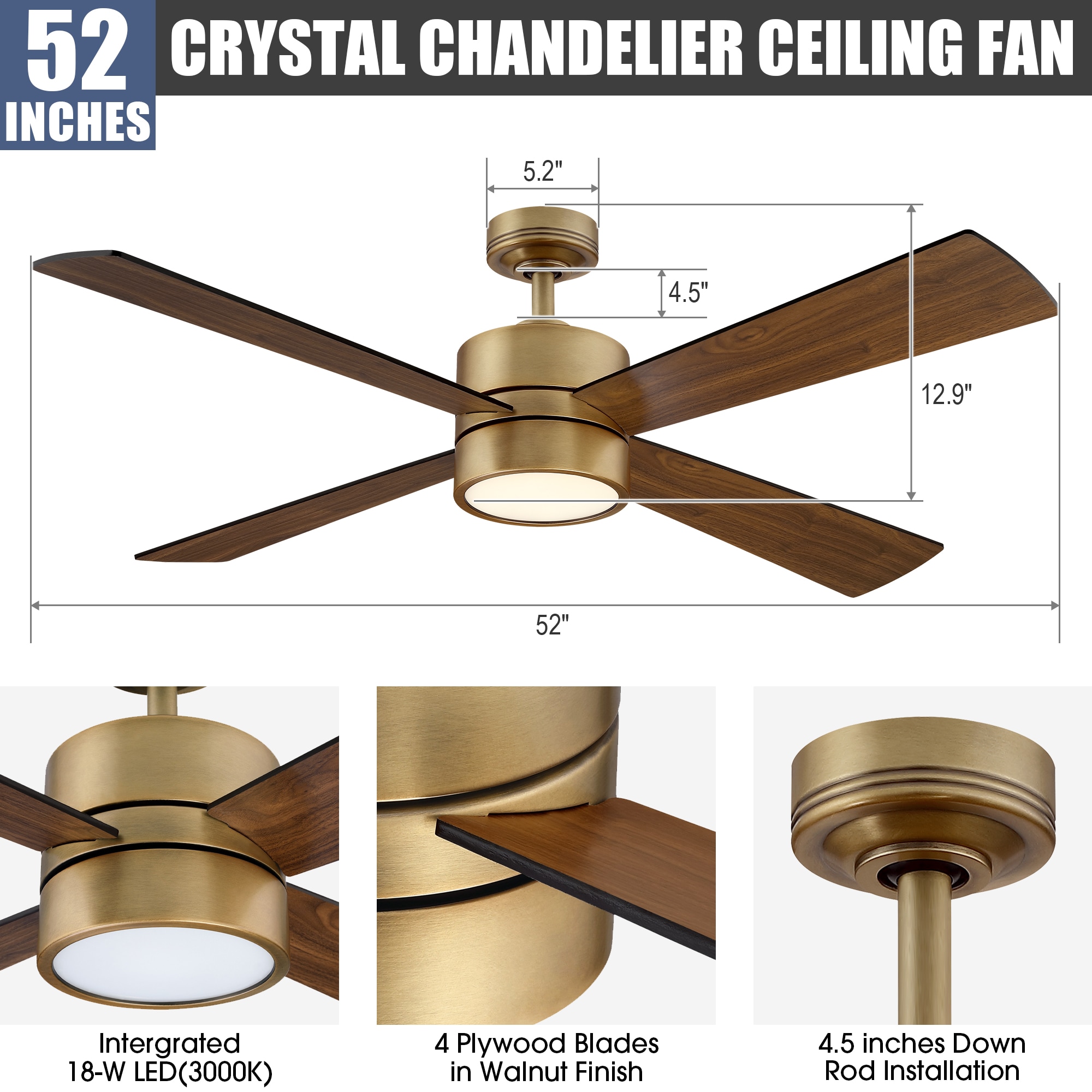 Parrot Uncle BBCPS1268-A4-NBR Ceiling-Fans - View #6