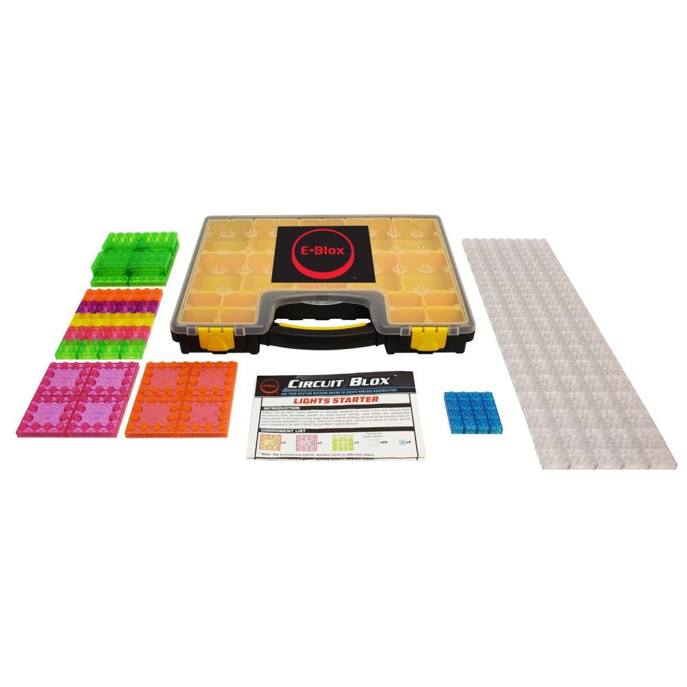 E-Blox EBLCBL0446CS Circuit Blox Lights Starter, Circuit Board Building Blocks Classroom Set, 128 Pieces