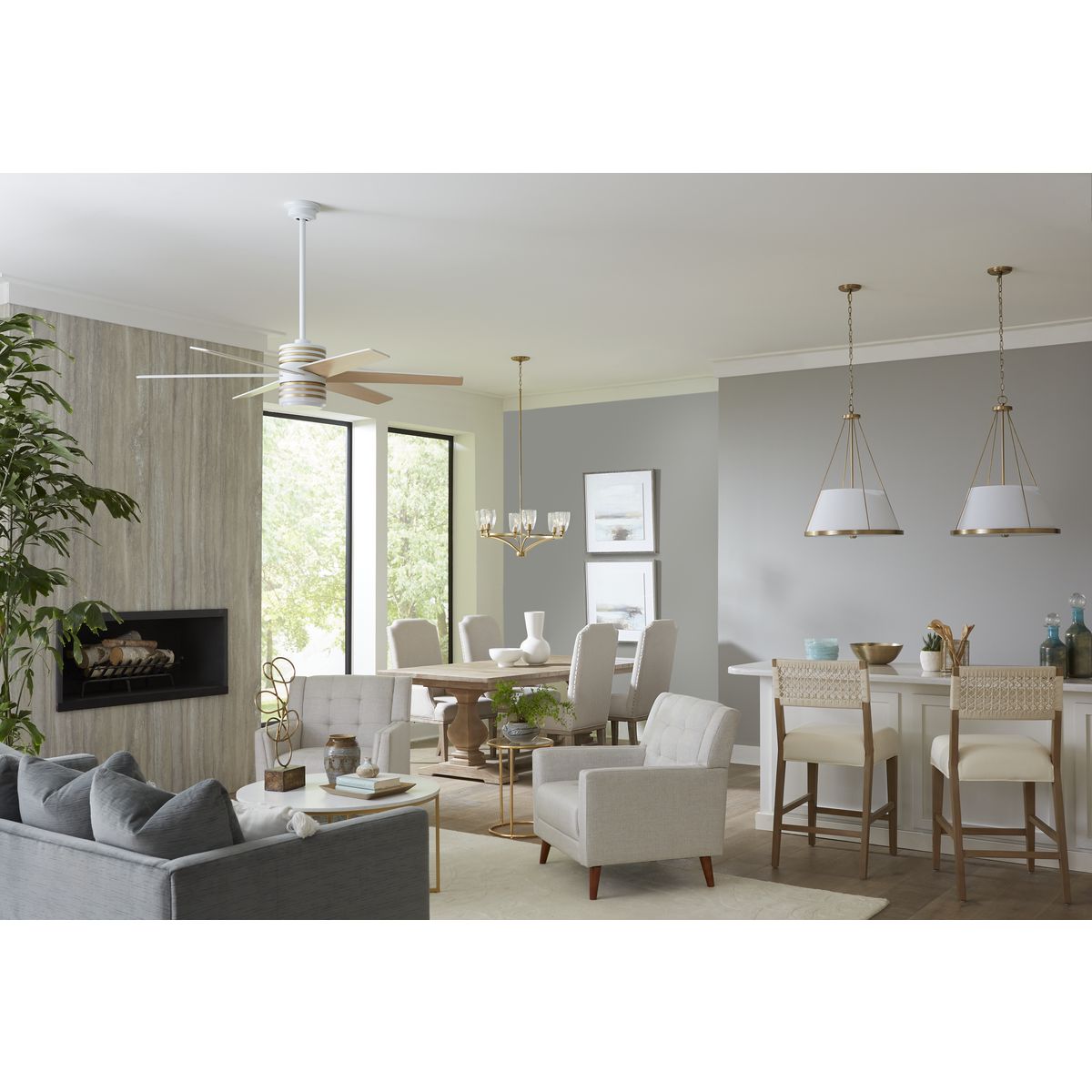 Parkhurst Brushed Bronze 6-Light Glass Chandelier