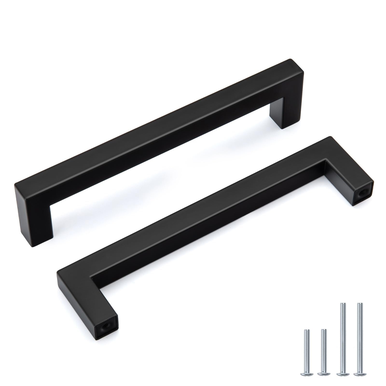 LILILIAN FMY Black Cabinet Handles 20 Pack Six and One Quarter Inch Hole Centers Matte Finish Stainless Steel Drawer Pulls for Kitchen Cabinets #LRO0820E279