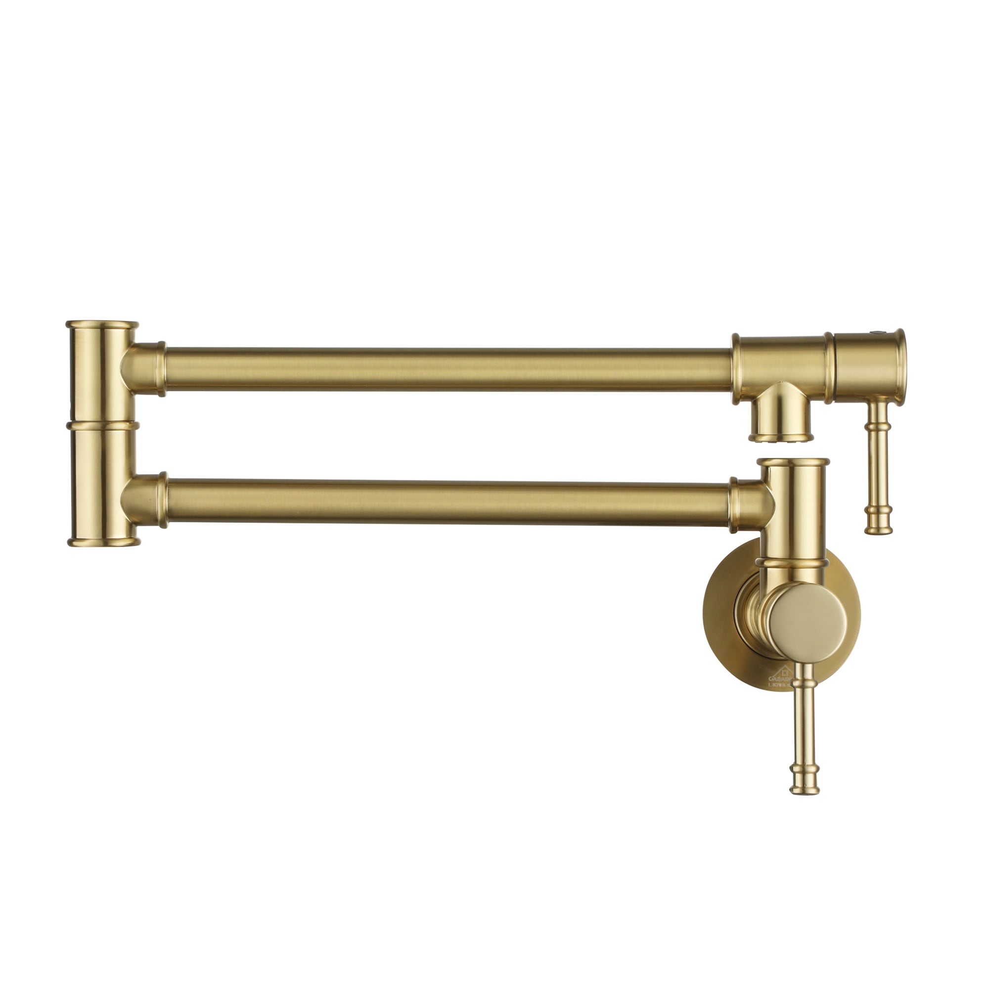 Boyel Living Brushed Gold Wall-Mount Folding Pot Filler Kitchen Faucet with 2 Handles