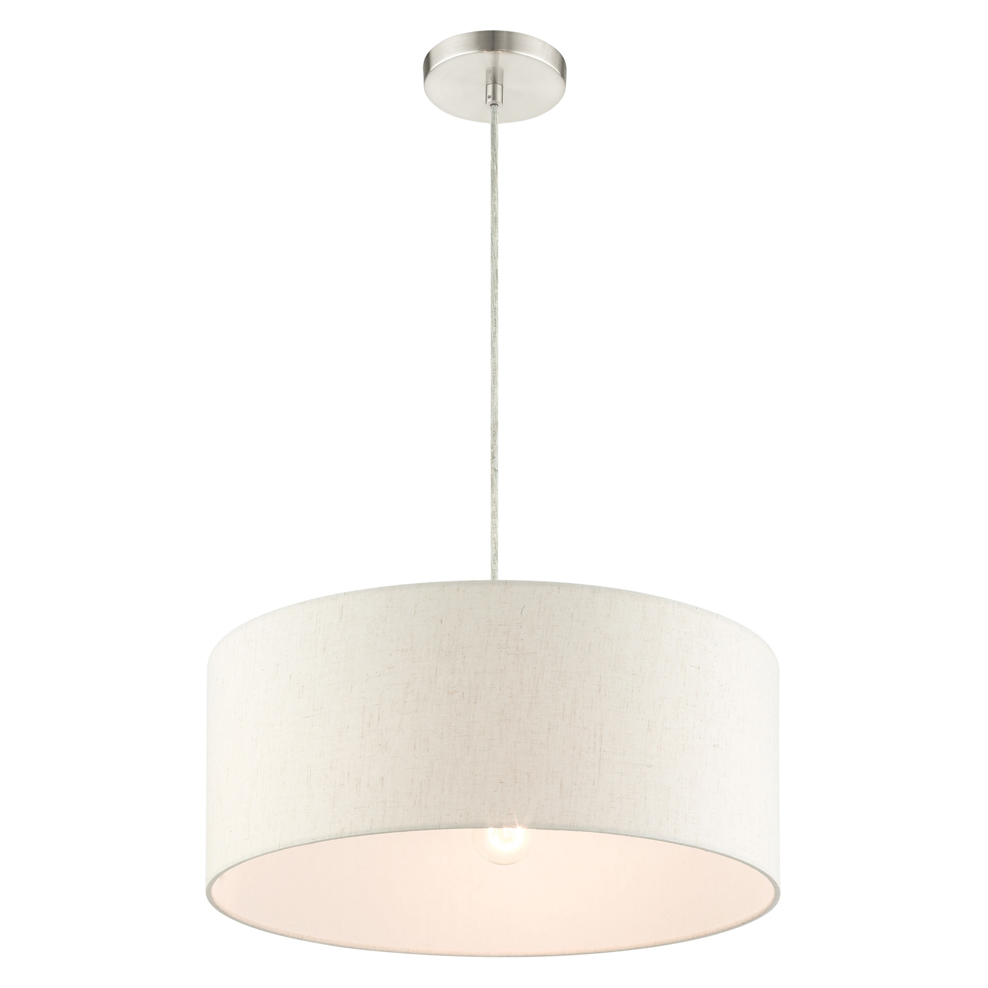 Meadow Brushed Nickel 3-Light Drum Pendant with Oatmeal Shade