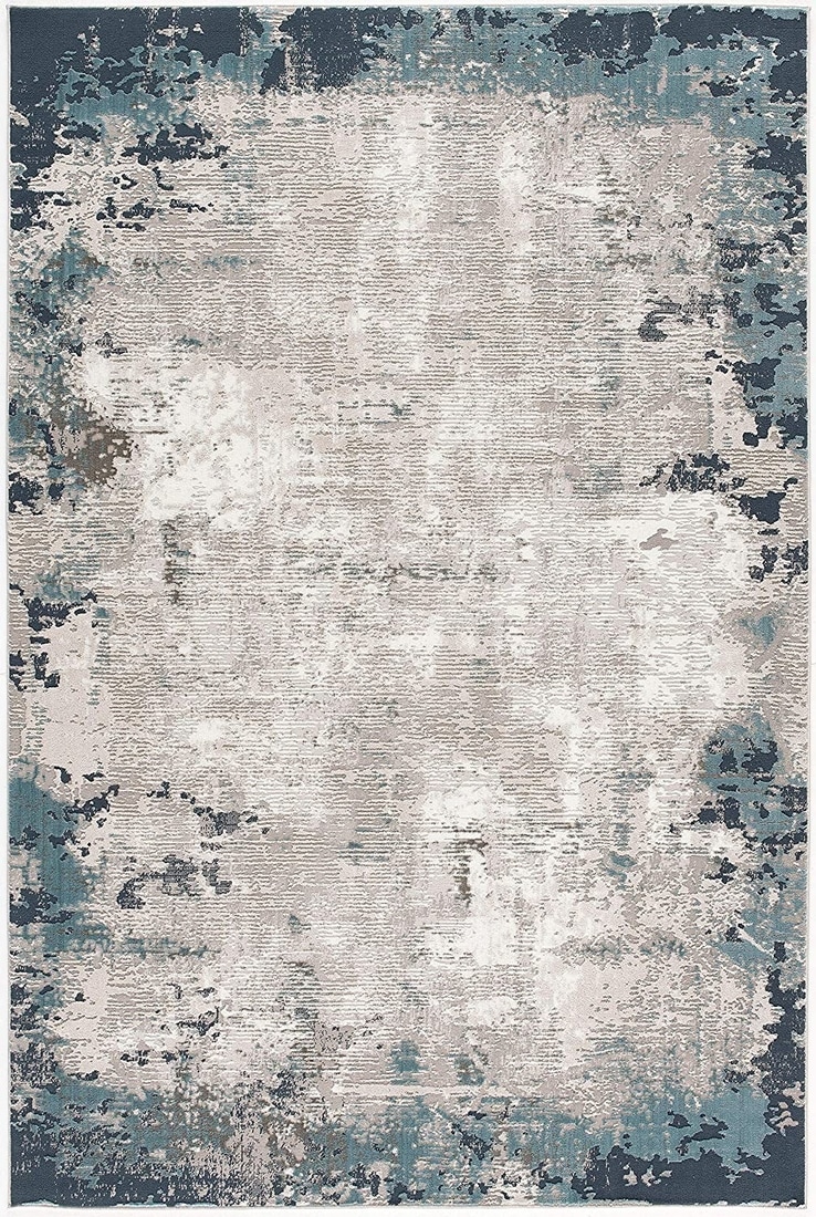 HomeRoots 4000392121 4 x 6 (ft) Loomed Polypropylene Blue Rectangular Indoor Abstract Area rug
