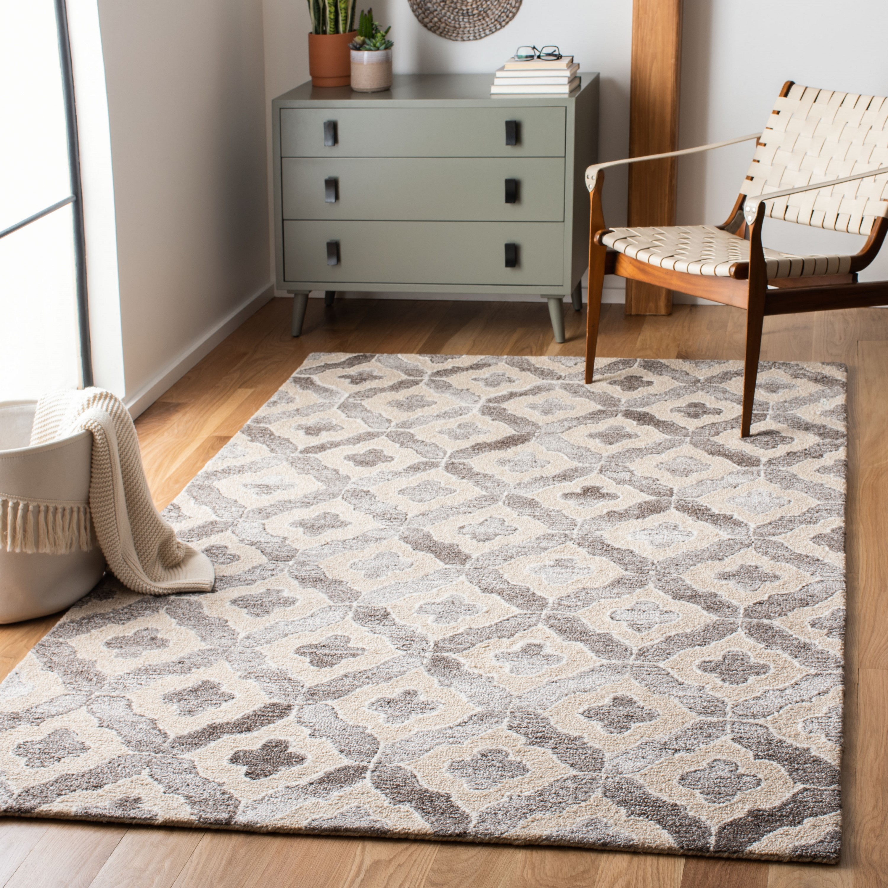 Handmade Gray Abstract Wool Area Rug 8' x 10'