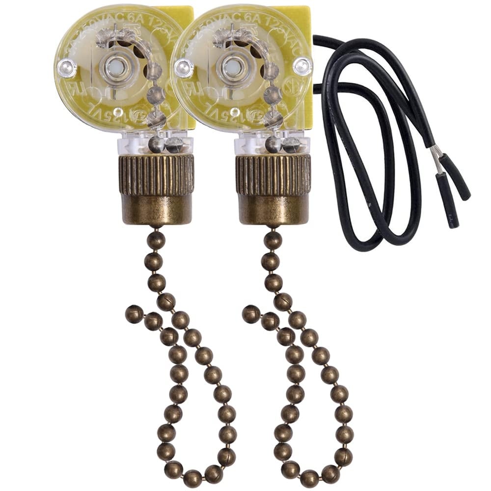 Vrbgify  Ceiling Fan Light Switch Two Wire Pull Chain Control Replacement for Ceiling Fans Lamps Wall Lights On Off CSA UL Certified 2 pcs Bronze