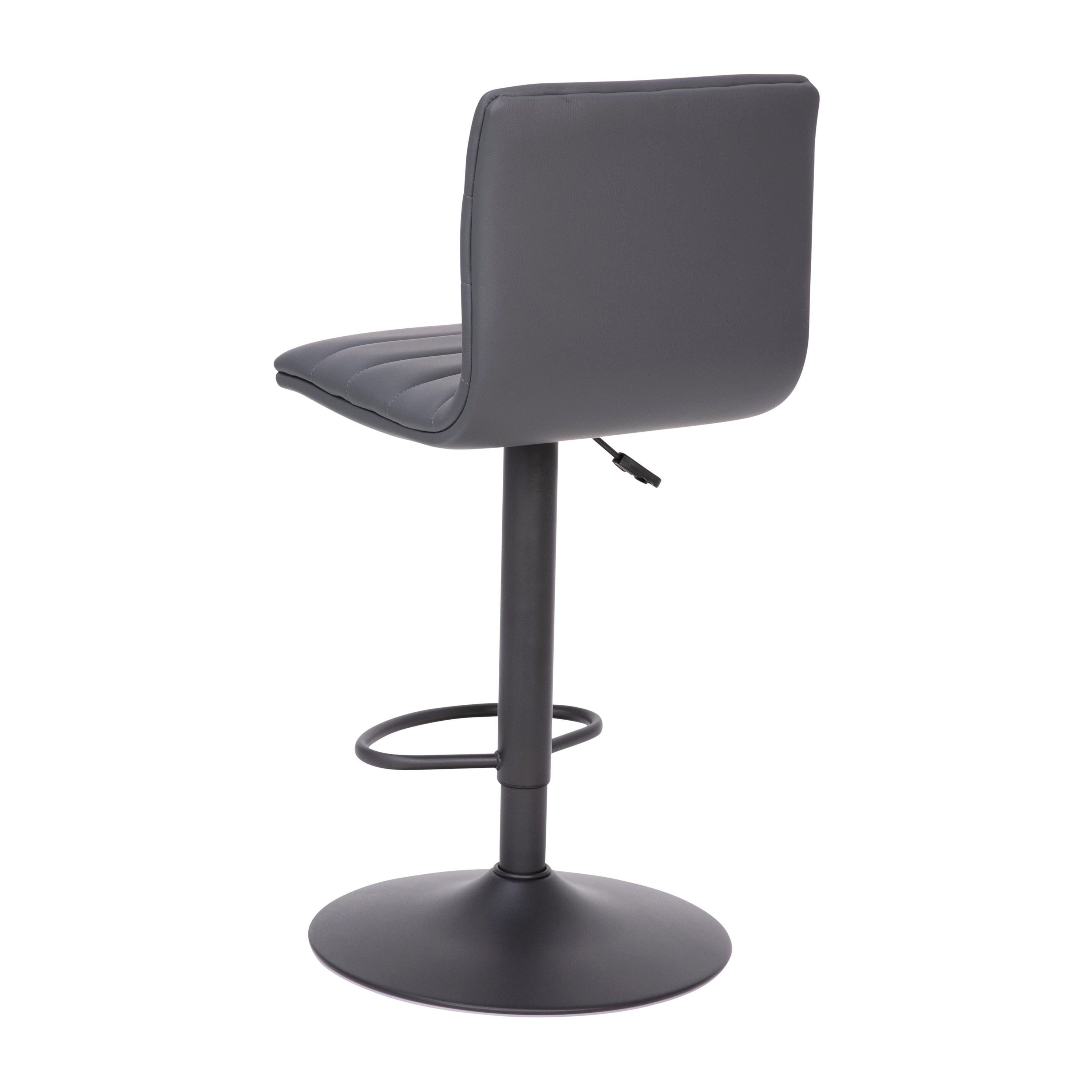 Gray Adjustable Swivel Bar Stool with Metal Frame