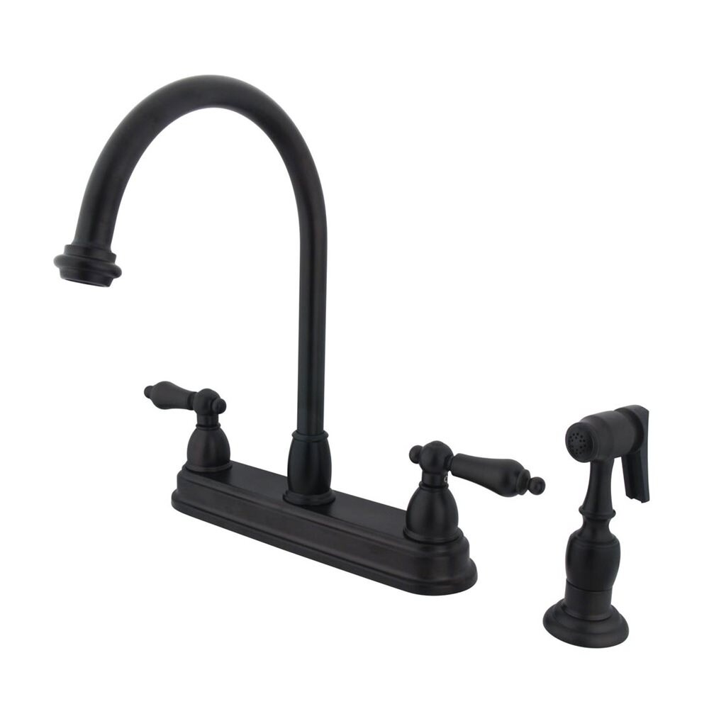 Chicago Oil-Rubbed Bronze Double Handle High-arc Kitchen Faucet with Deck Plate and Side Spray Included | - Elements of Design EB3755ALBS