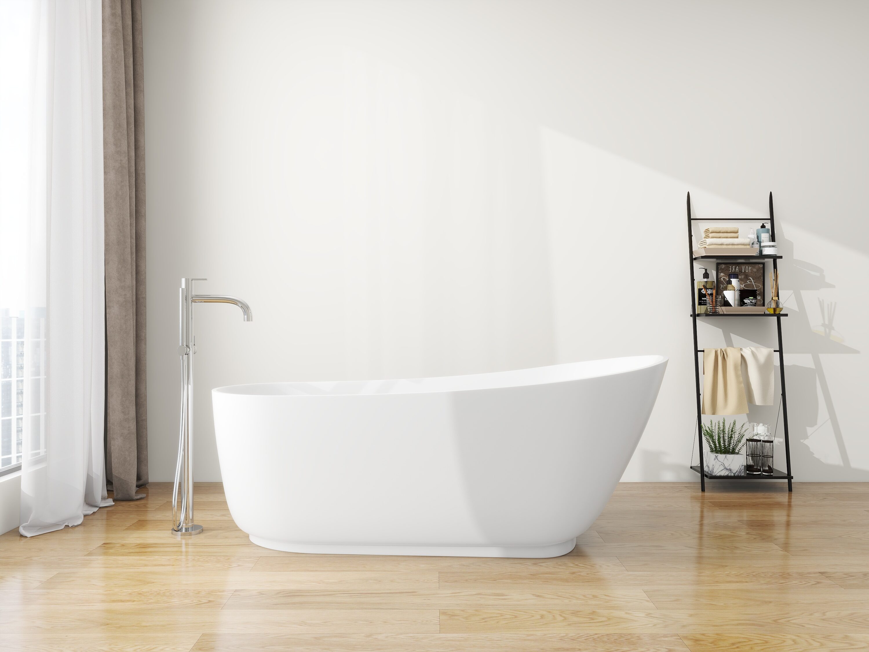 67'' Matte White Solid Surface Freestanding Bathtub