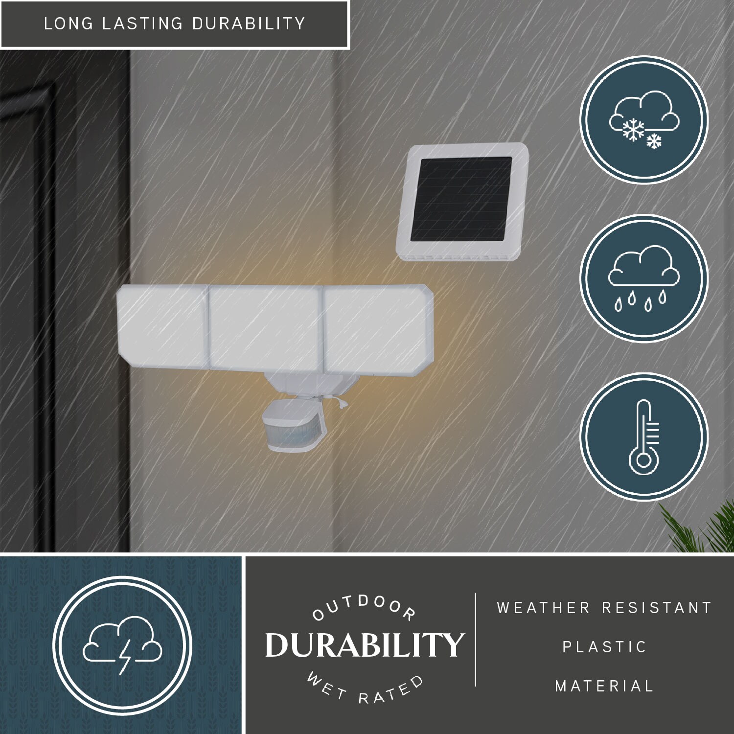 White Solar Powered LED Outdoor Security Flood Light with Motion Sensor