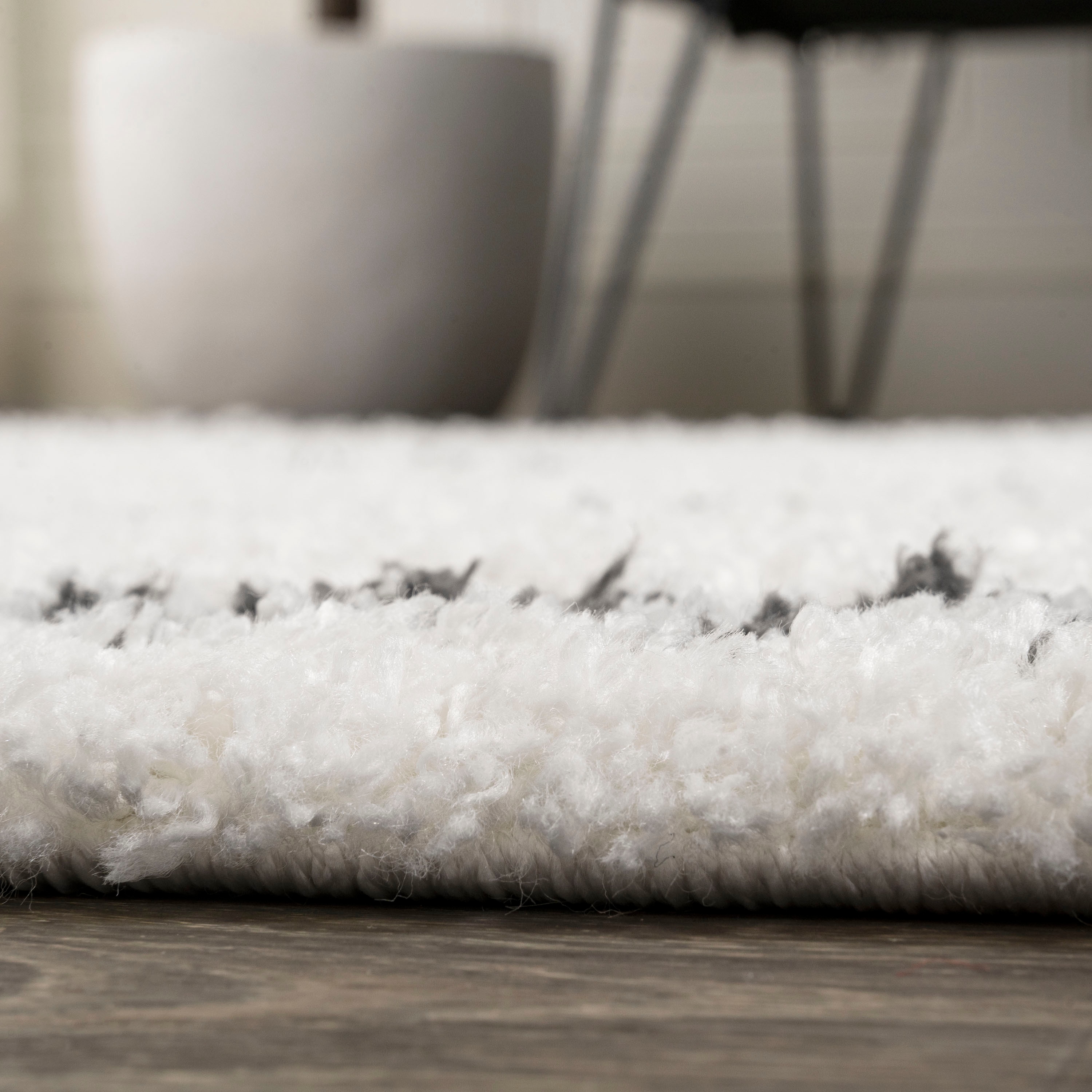 Calvia Reversible Black Diamond Shag Round Rug - 5ft