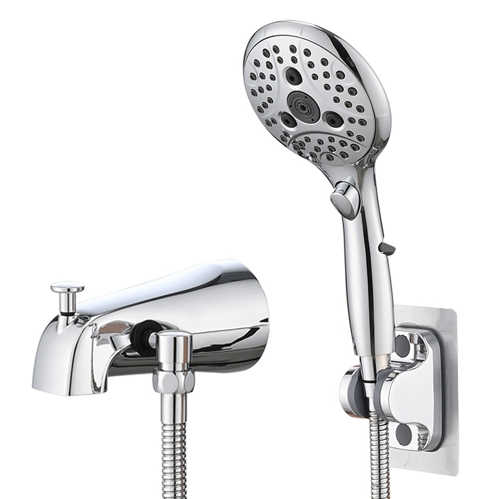 EQLOO Bathtub Faucet with Handheld Shower Chrome 6 Setting Sprayer Diverter Spout