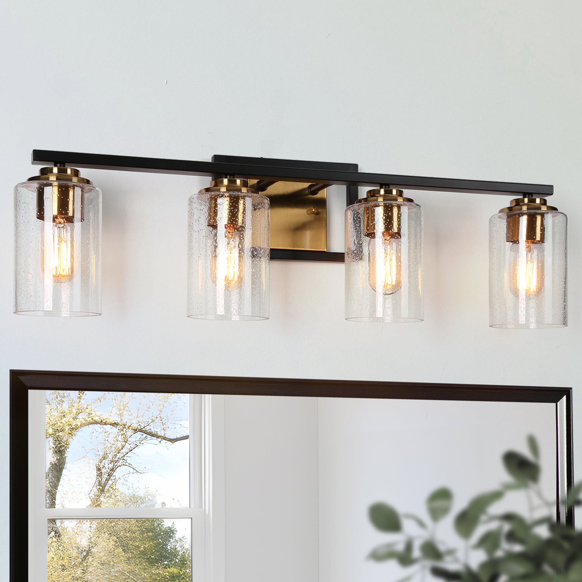 ZEVNI Rythorl 20-in 4-Light Matte Black LED Transitional Vanity Light ...