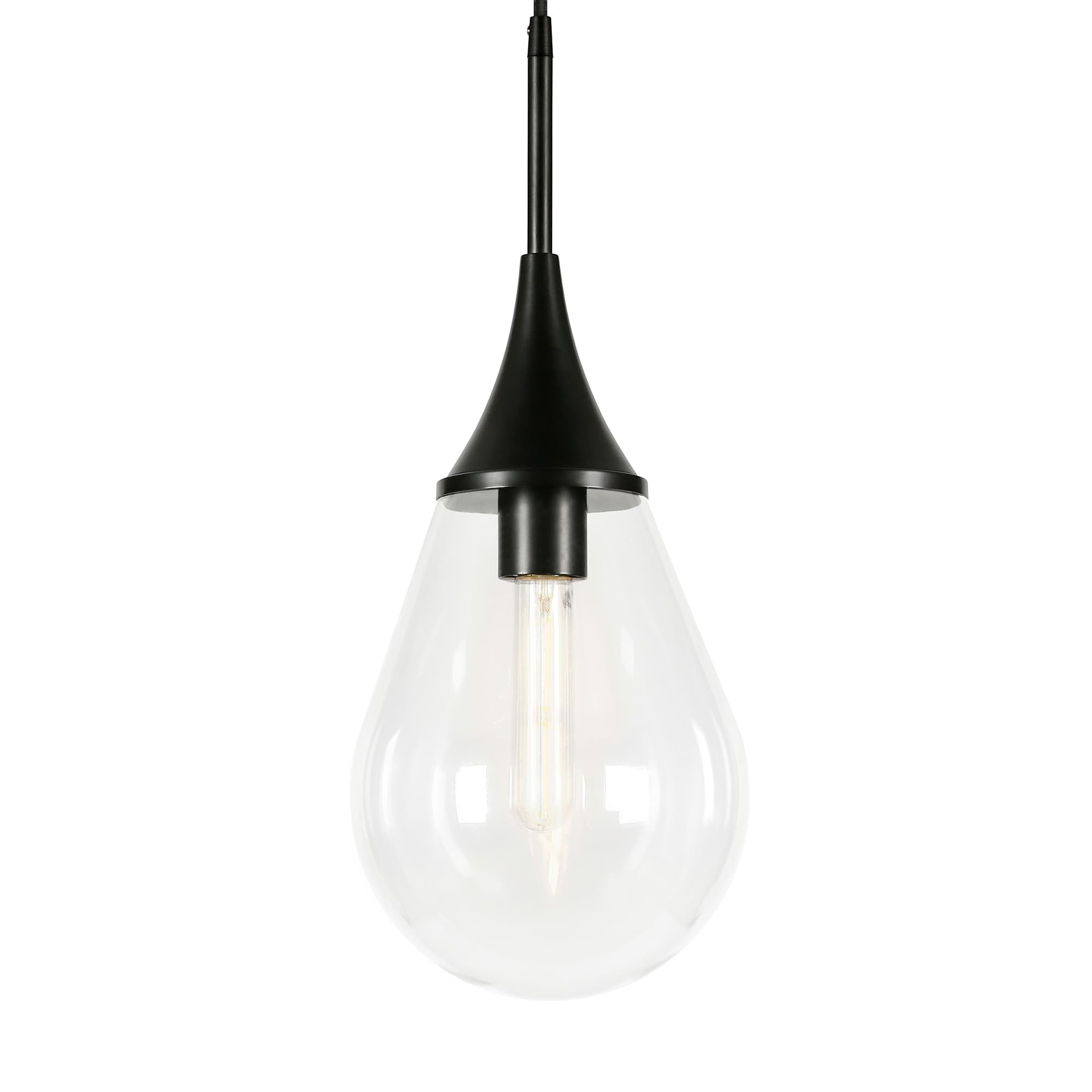 Ambrose Teardrop Glass Pendant with Polished Nickel Base