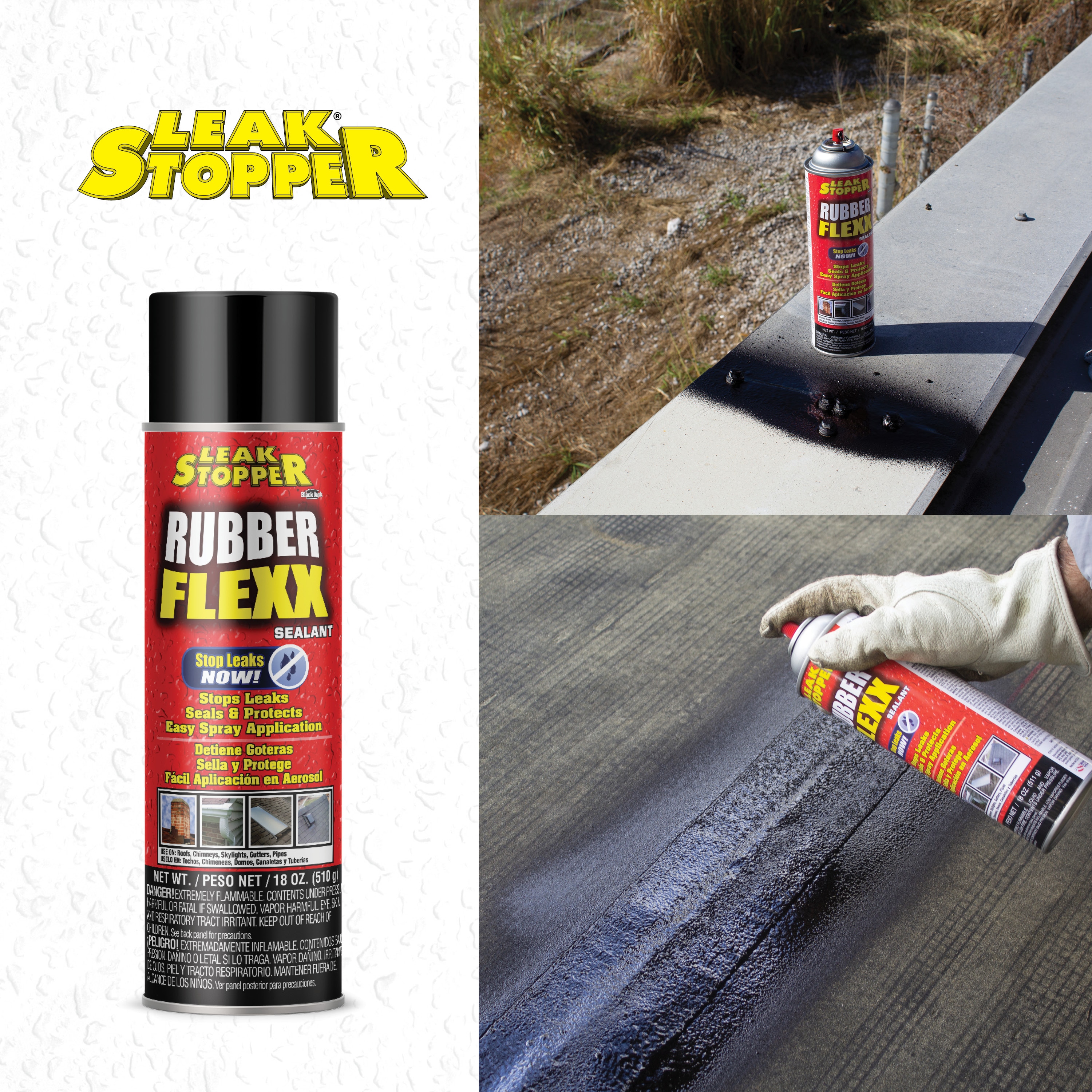 LEAK STOPPER Black Roof Sealant Spray - 18-oz Waterproofing Solution for  Roof Leaks - Quick and Easy Application in the Roof Sealants department at