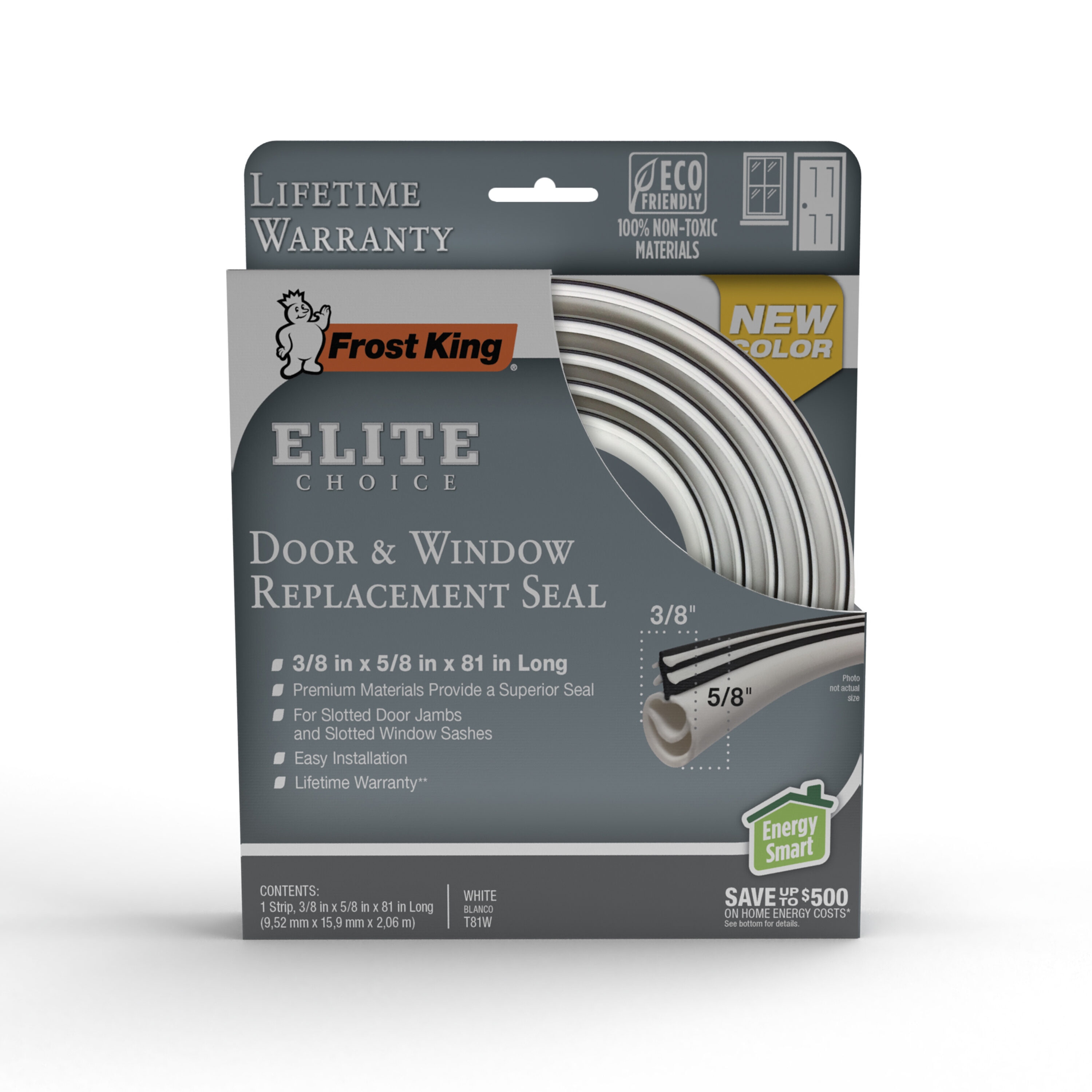 Frost King T81W 7-ft x 3/8-in x 5/8-in Black Vinyl Door Weatherstrip