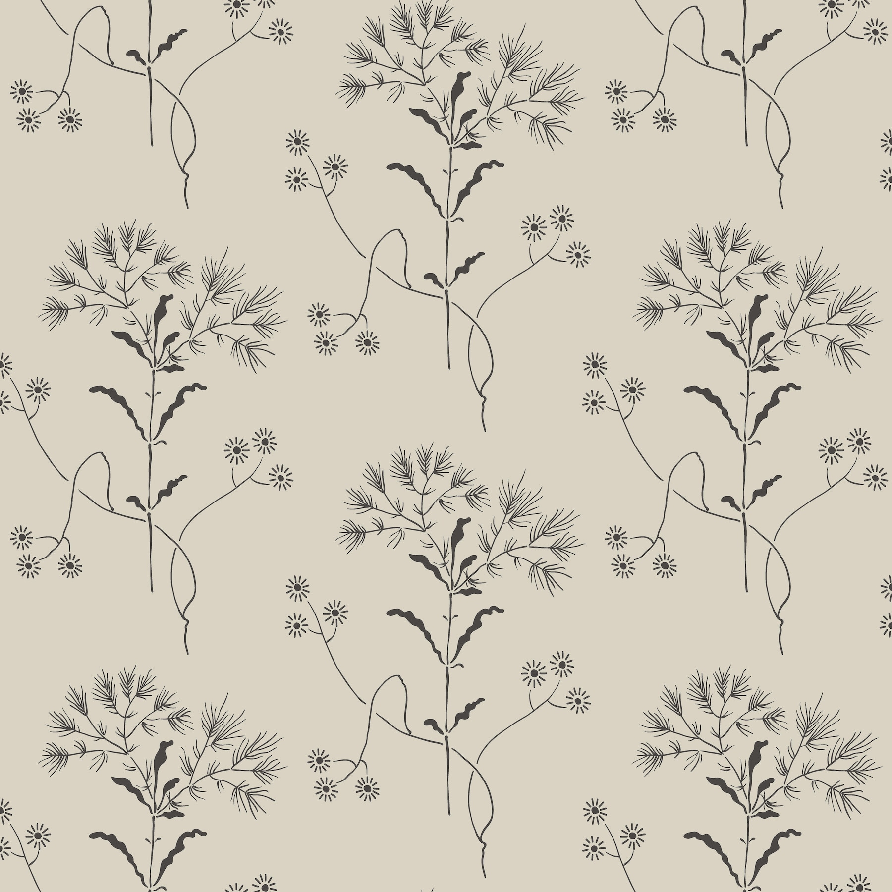 Magnolia Home ME1519 56-sq ft White/Gatherings (Taupe) Paper Floral Prepasted Soak and Hang Wallpaper