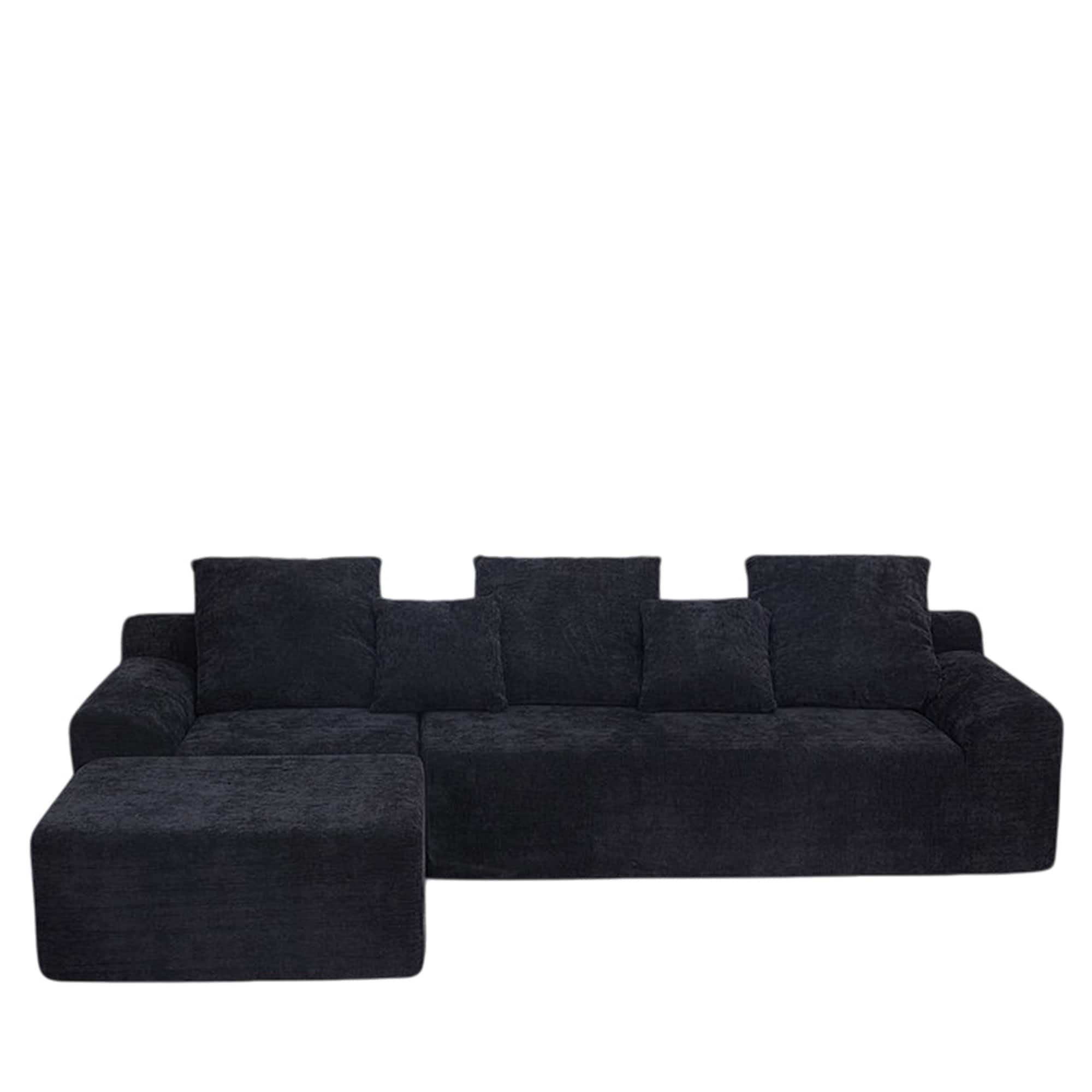 Bybafun YD2700008 111.12-in W Modern Black Chenille 4-seater Reclining Sofa